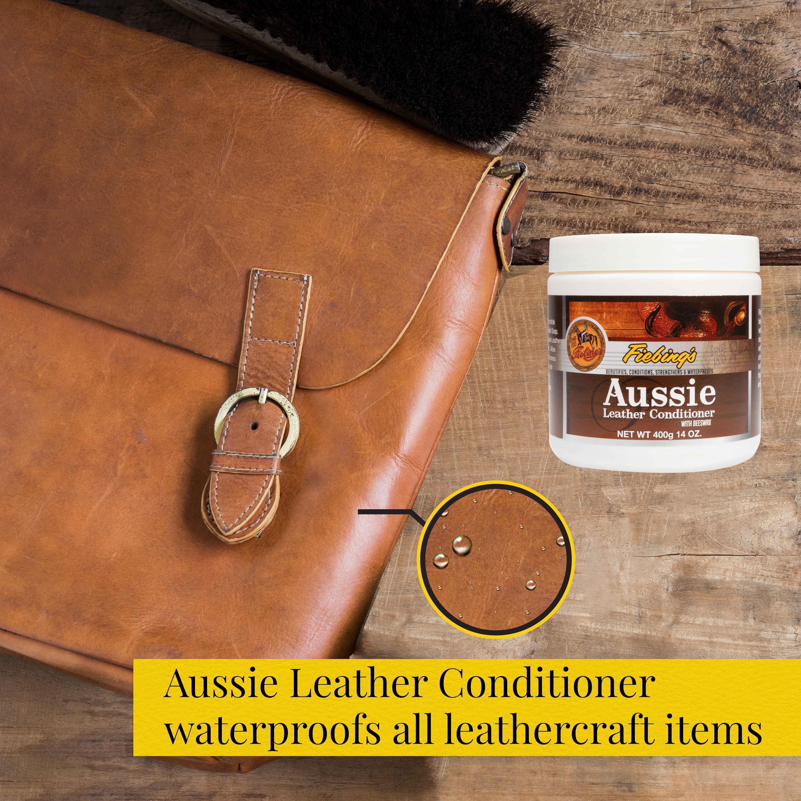 Fiebing's Aussie Leather Conditioner - 14 oz - Beeswax Formula for Waterproofing & Moisturizing Leather - Multicolored