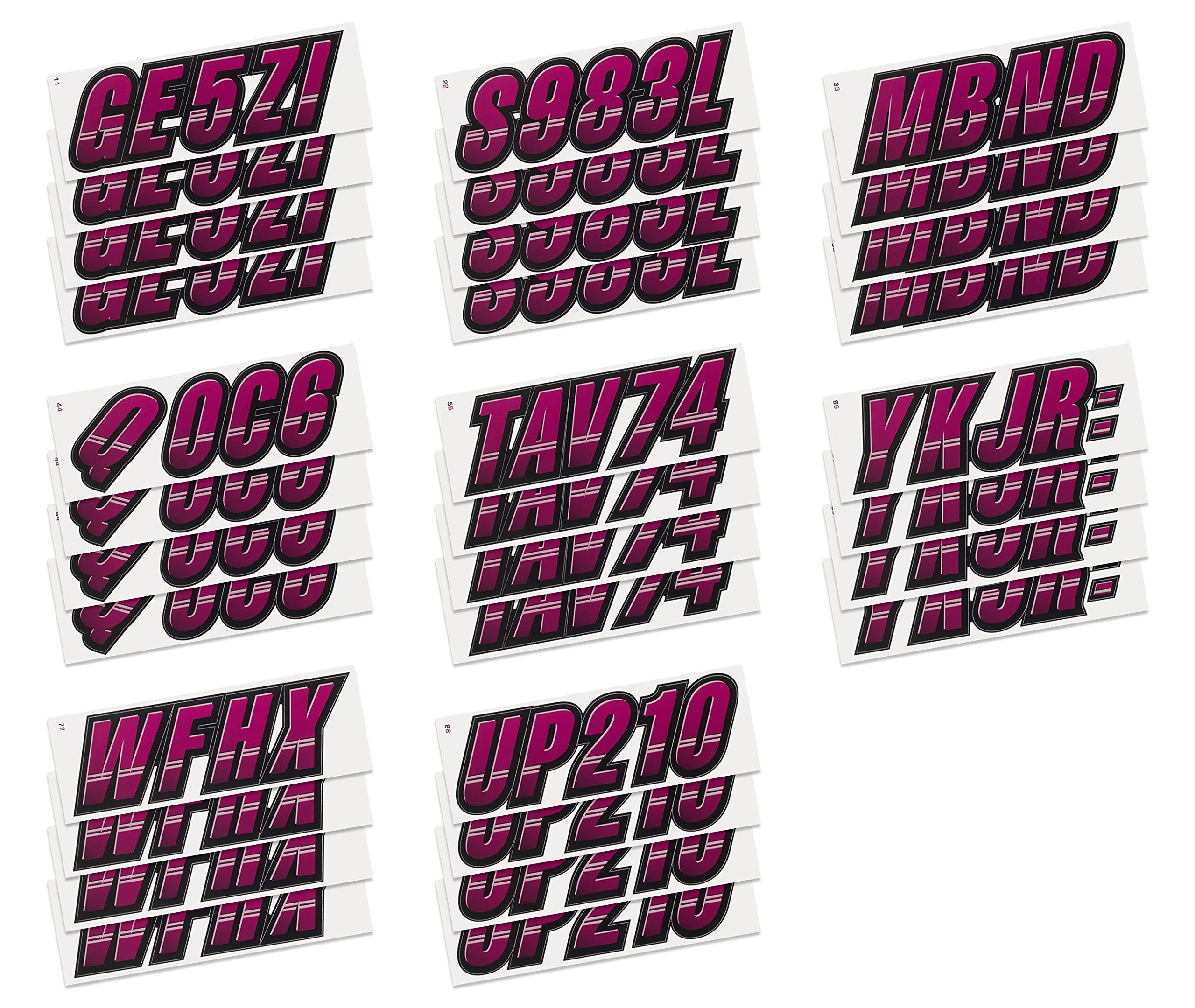 Stiffie Techtron Wine/Black 3 '' Boat & Pwc Registration Decals  Numbers Letters Stickers