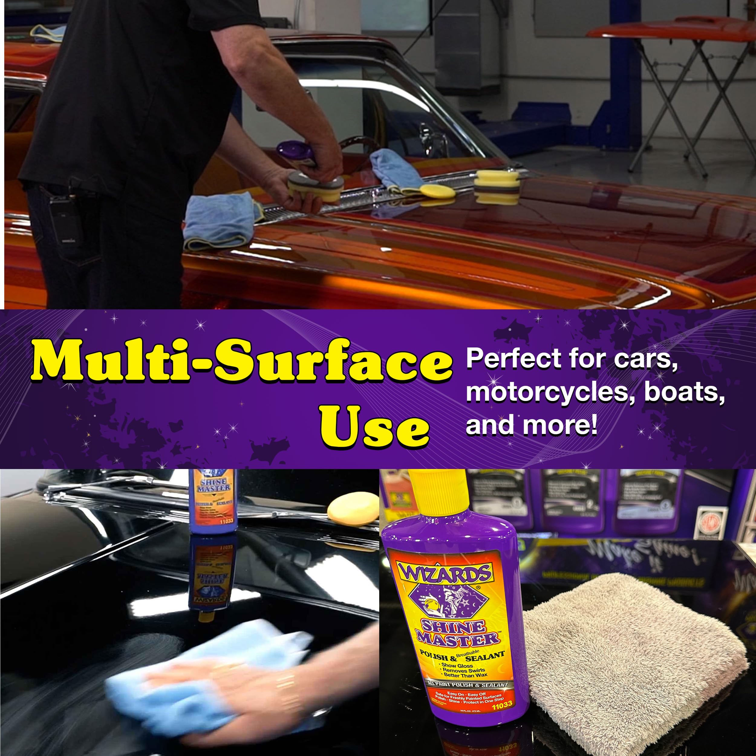 Wizards Shine Master Polish - 16 oz Acrylic Sealant, No Wax, No Greasy Film, for Car & Boat