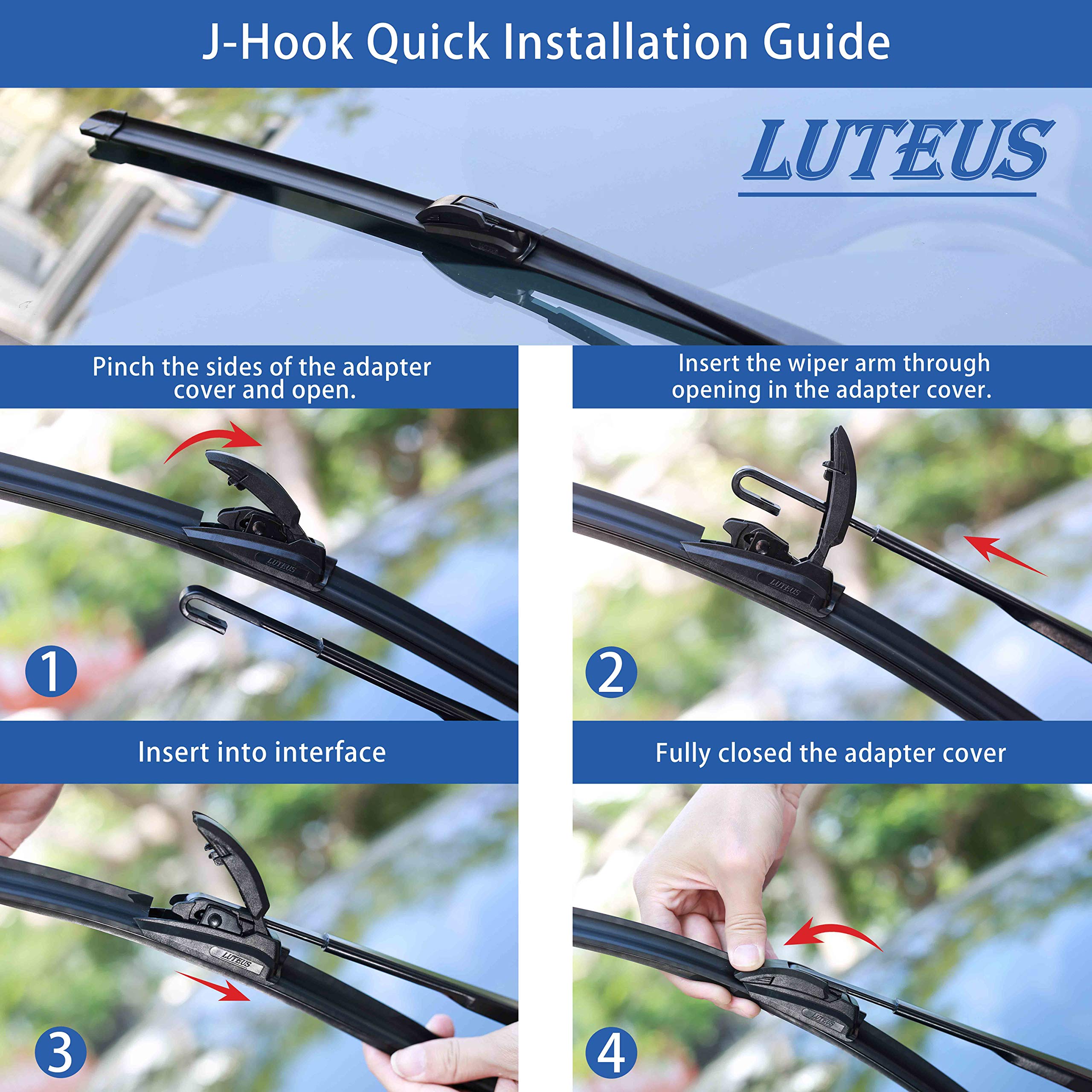 Windshield Wipers, 22'' + 22'' Wiper Blades, OEM Quality, LUTEUS Premium All- Seasons for Replacement Windshield Wiper Blades (S