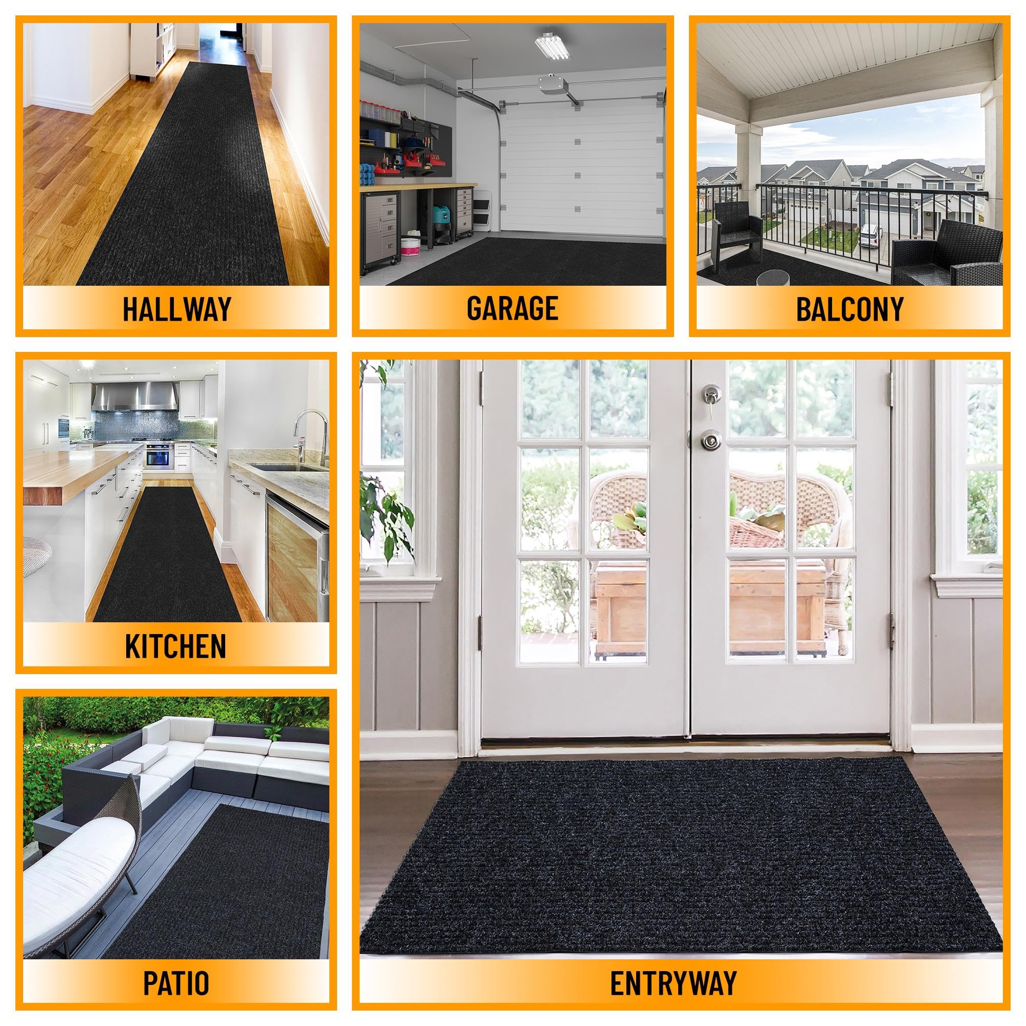 Ottomanson Solid Design Non-Slip Rubberback 3x32 Indoor/Outdoor Runner Rug for Hallway, Kitchen, Living Room, Garage, Patio, 2'7
