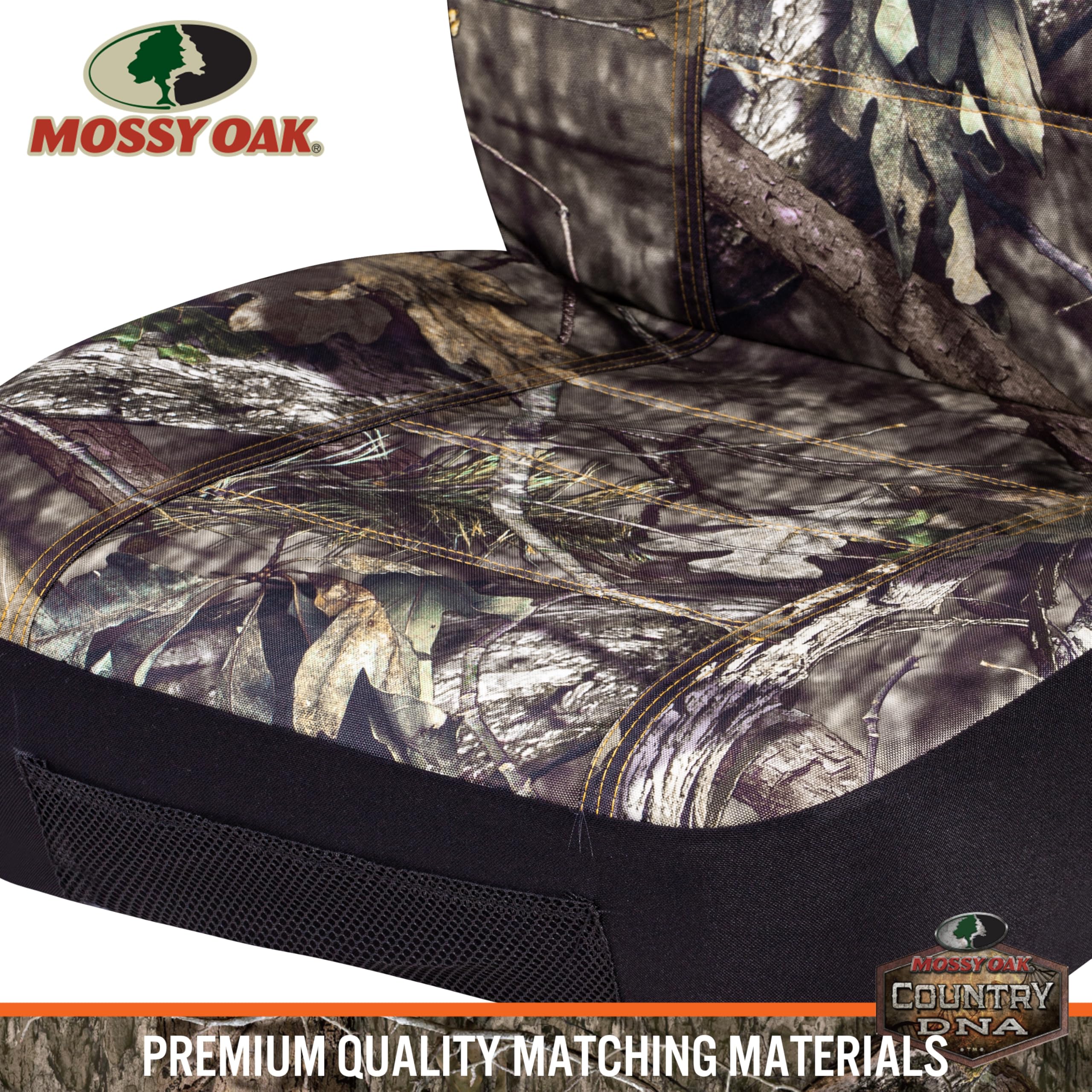 Mossy Oak Low Back Front Seat Covers - Premium Rip-Stop Oxford Fabric, Airbag Compatible, Green/Brown, Model OXF01