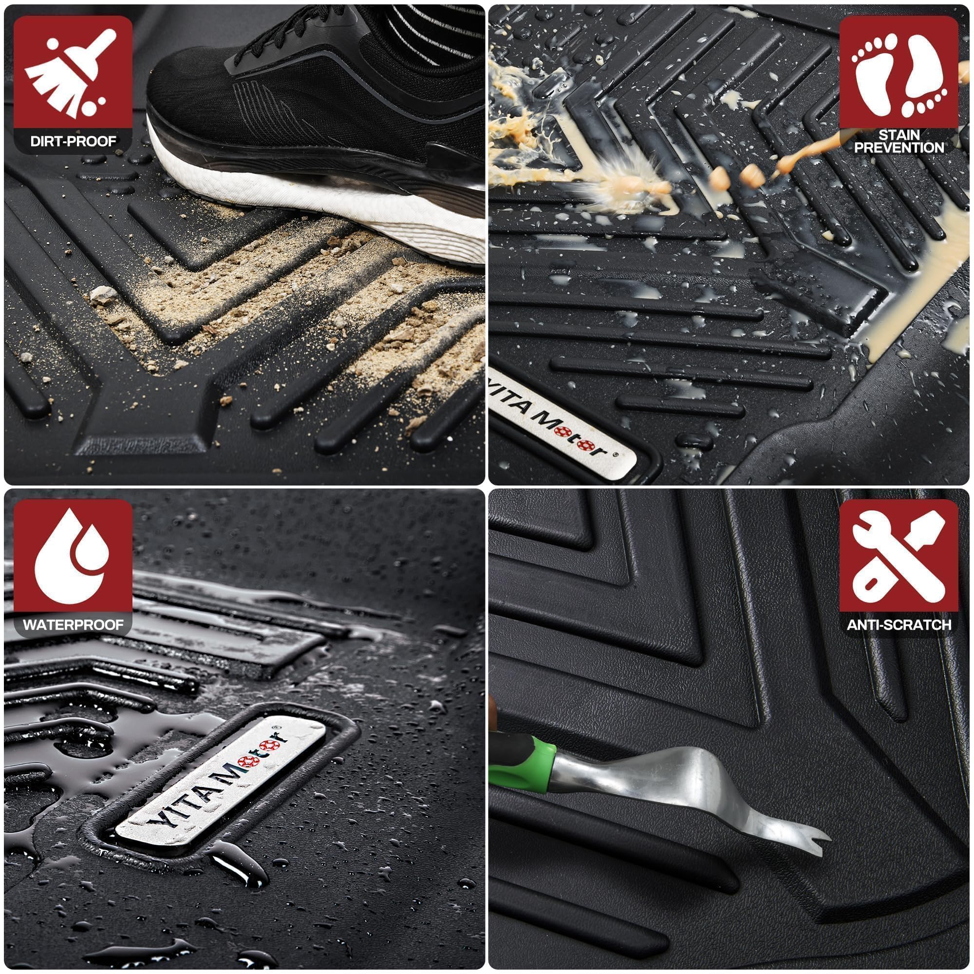 Yitamotor Floor Mats Compatible With 2019-2024 Dodge Ram 1500 Crew Cab (New Body), With 1St Row Bucket Seats, No Rear Under Seat