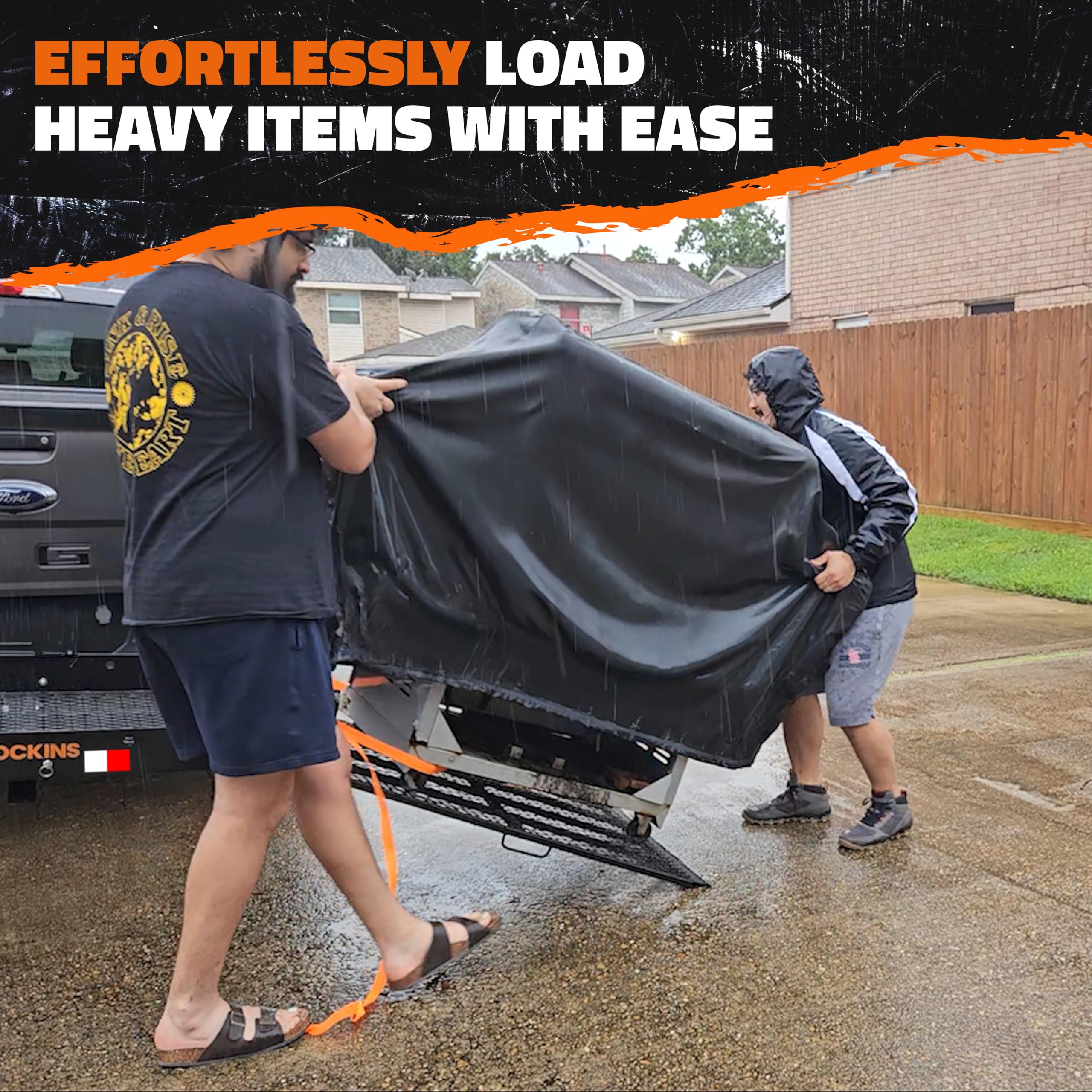 Mockins Heavy Duty Trailer Hitch Cargo Carrier Ramp, 48"x28.5"x4", 500 lbs Cap, Alloy Steel, Black, Model MA-HC-RMP-48X28X4