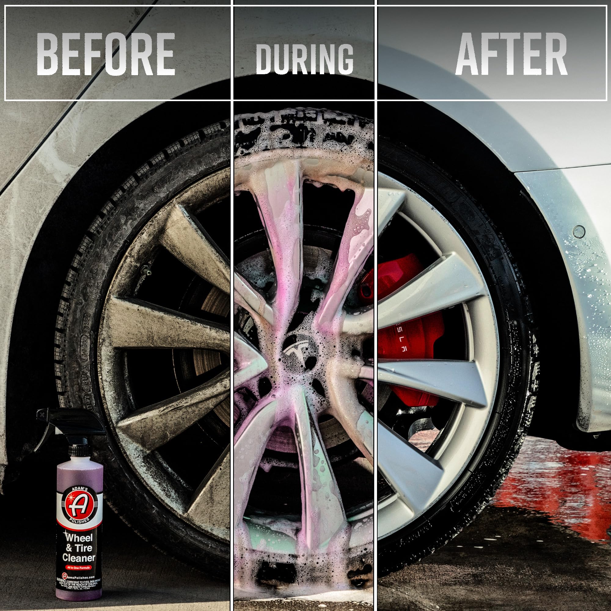Adam's Polishes Wheel & Tire Cleaner - 16oz All-in-One Car Wash Spray, Safe on Most Rim Finishes, Purple