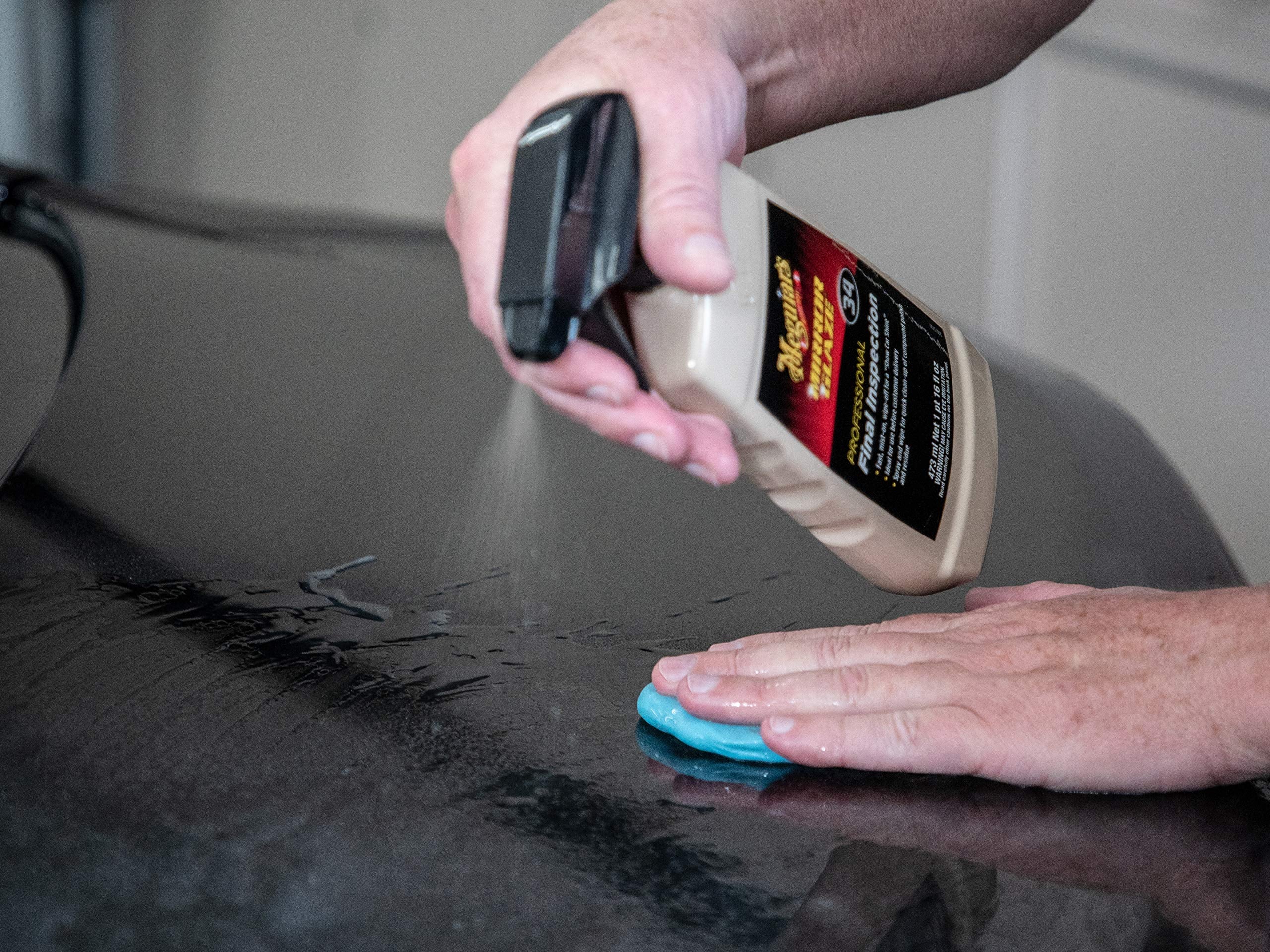 Meguiar'S Professional Final Inspection M3416 - Body Shop Detailer Spray For Removing Light Dust, Contaminants, Smudges, And Finger Prints, Car Detailer Spray Effective As A Clay Bar Lubricant, 16 Oz