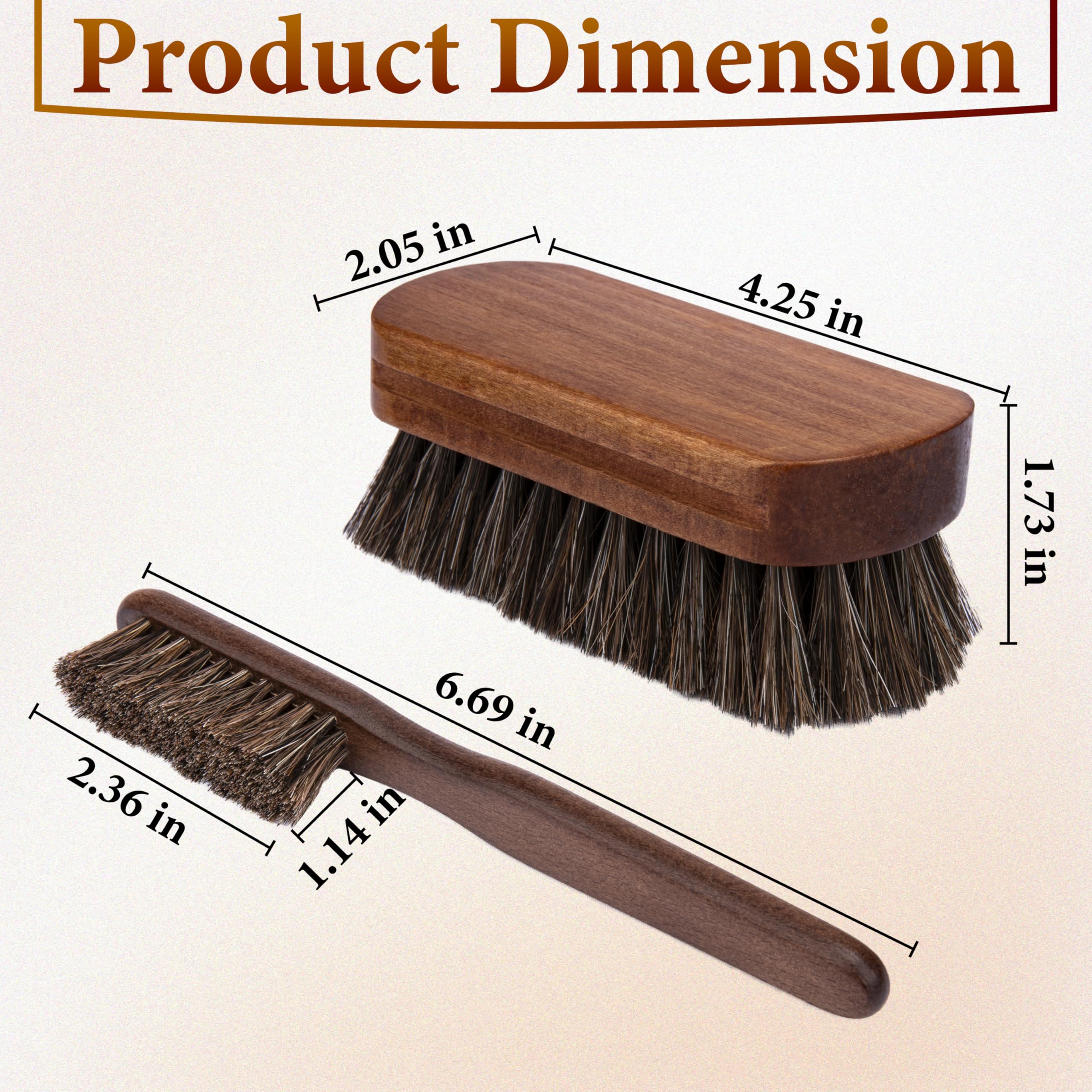 2 PCS Leather Brush Car Detailing, Horse Hair Brush, Upholstery Brush for Cleaning, Car Interior Brush, Carpet Brush for Car Det