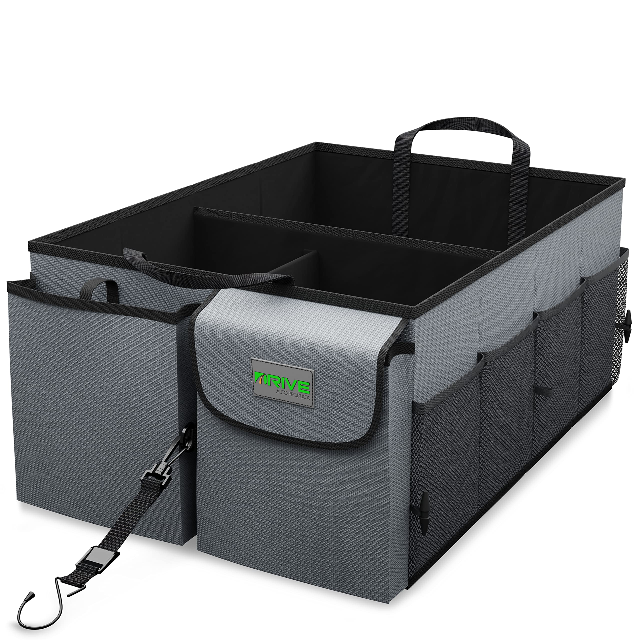 Drive Auto - Compact Car Trunk Organizer With Adjustable Straps - Grey