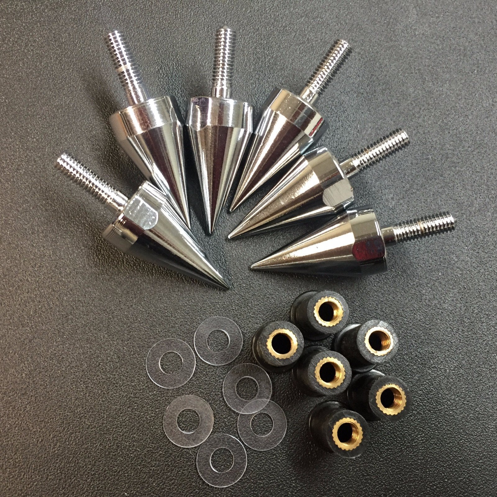 Httmt Mt218-002A- Universal Chrome Motorcycle Spike Bolts With Mounting Parts Compatible With Windscreen Fairings License Plate