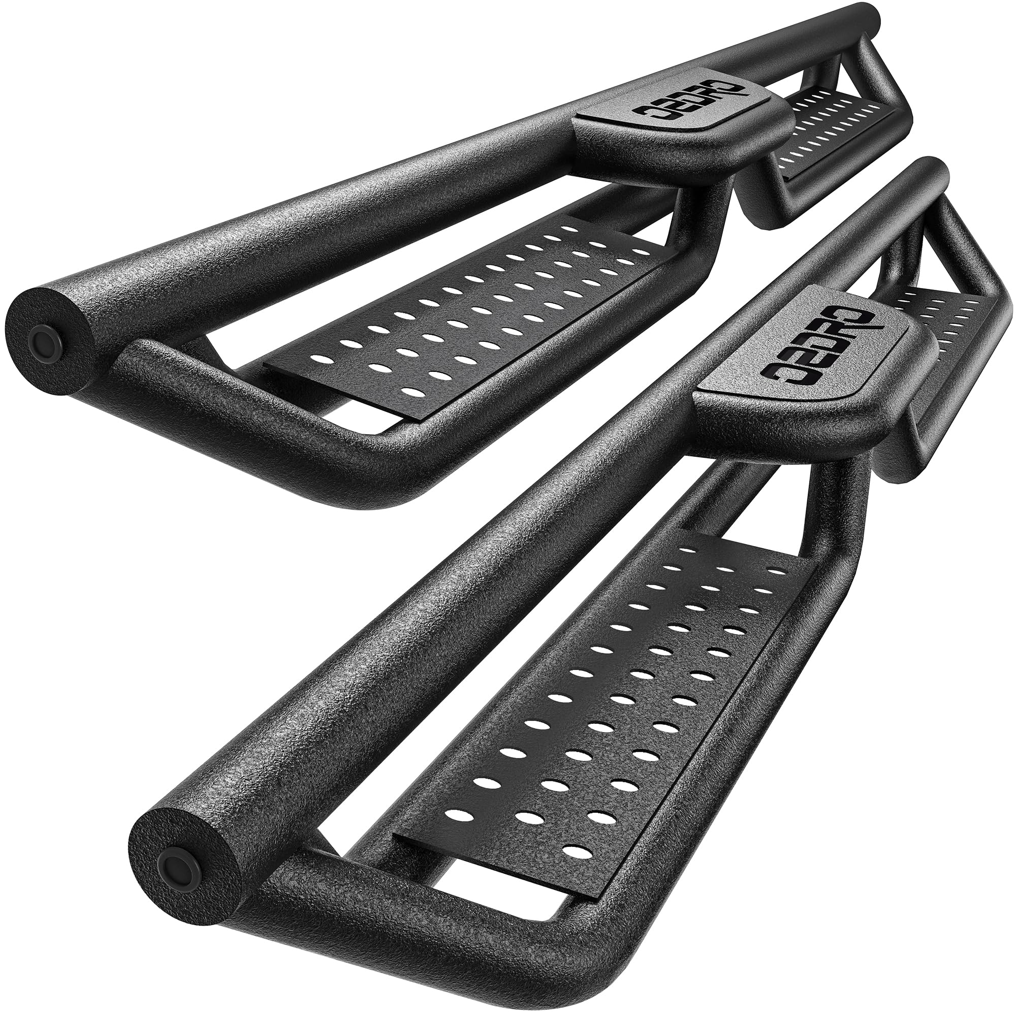 Two-Stairs Running Boards Compatible with 2021 2022 2023 2024 2025 2026 Ford Bronco 4 Doors, 6 Side Step Rails Coated Black Carb