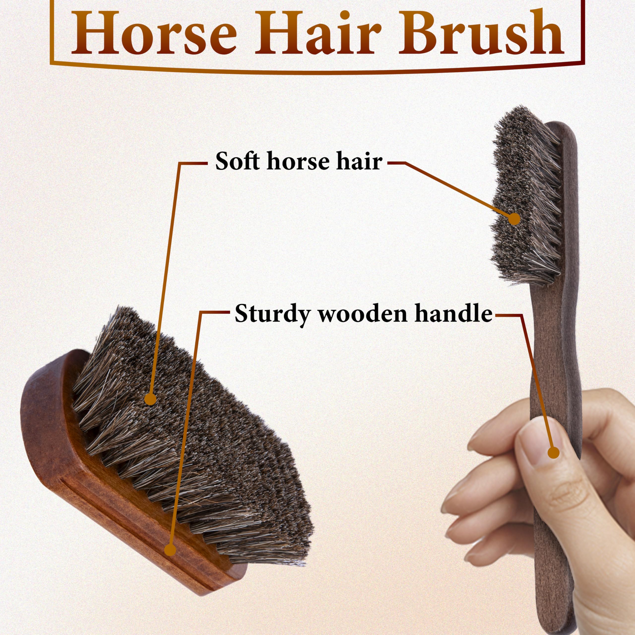 2 PCS Leather Brush Car Detailing, Horse Hair Brush, Upholstery Brush for Cleaning, Car Interior Brush, Carpet Brush for Car Det