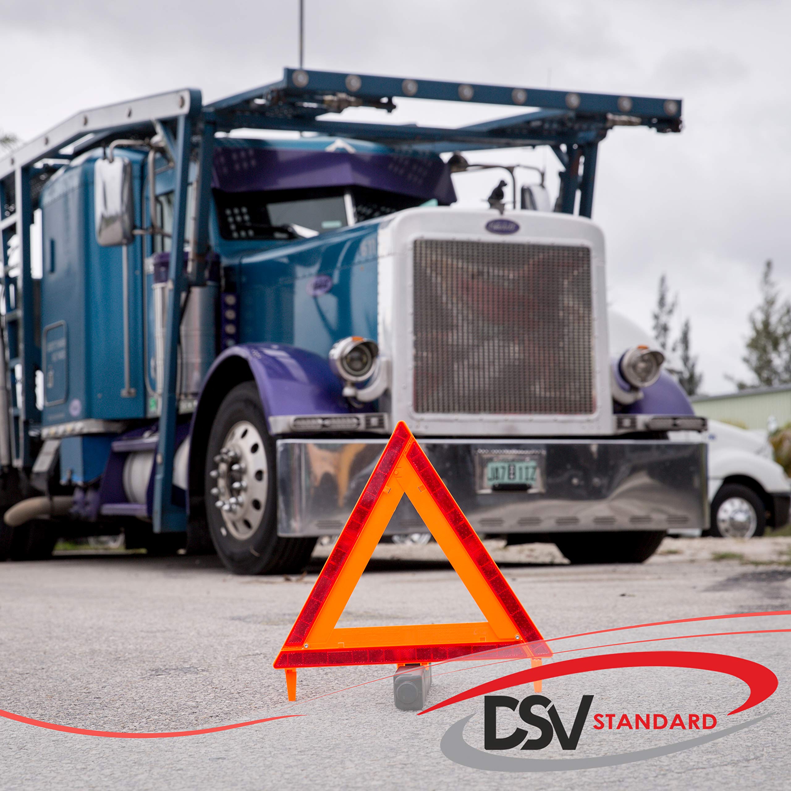 Dsv Standard Warning Triangles, Safety Triangles Dot Approved, 3 Pack, Reflective Triangles With Heavy Base, Fmvss 571.125 &Carrying Case Included