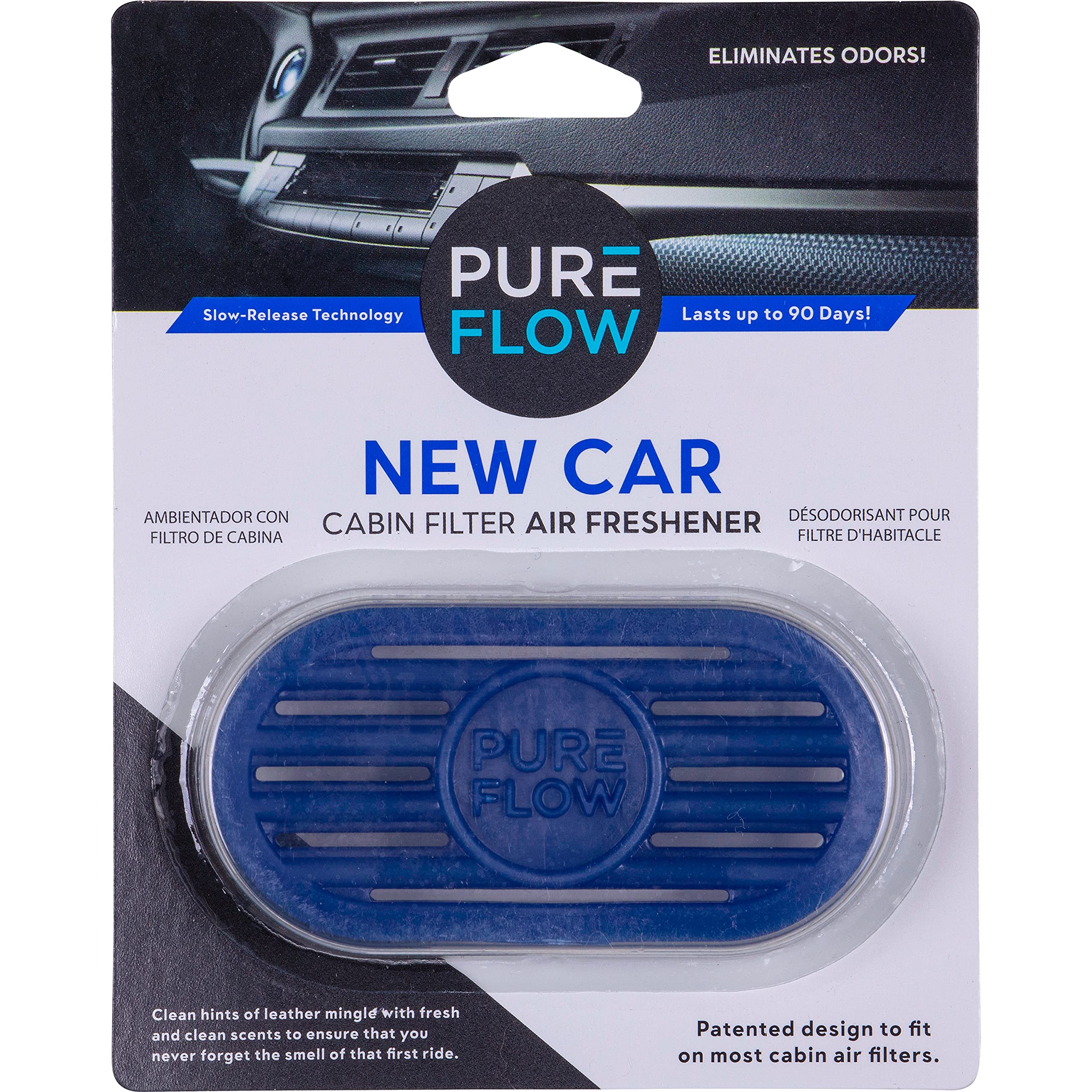 Pureflow Cabin Filter Air Freshener With Odor Eliminator - Fits On Most Car, Truck, And Suv Cabin Air Filters - New Car (1 Pack)