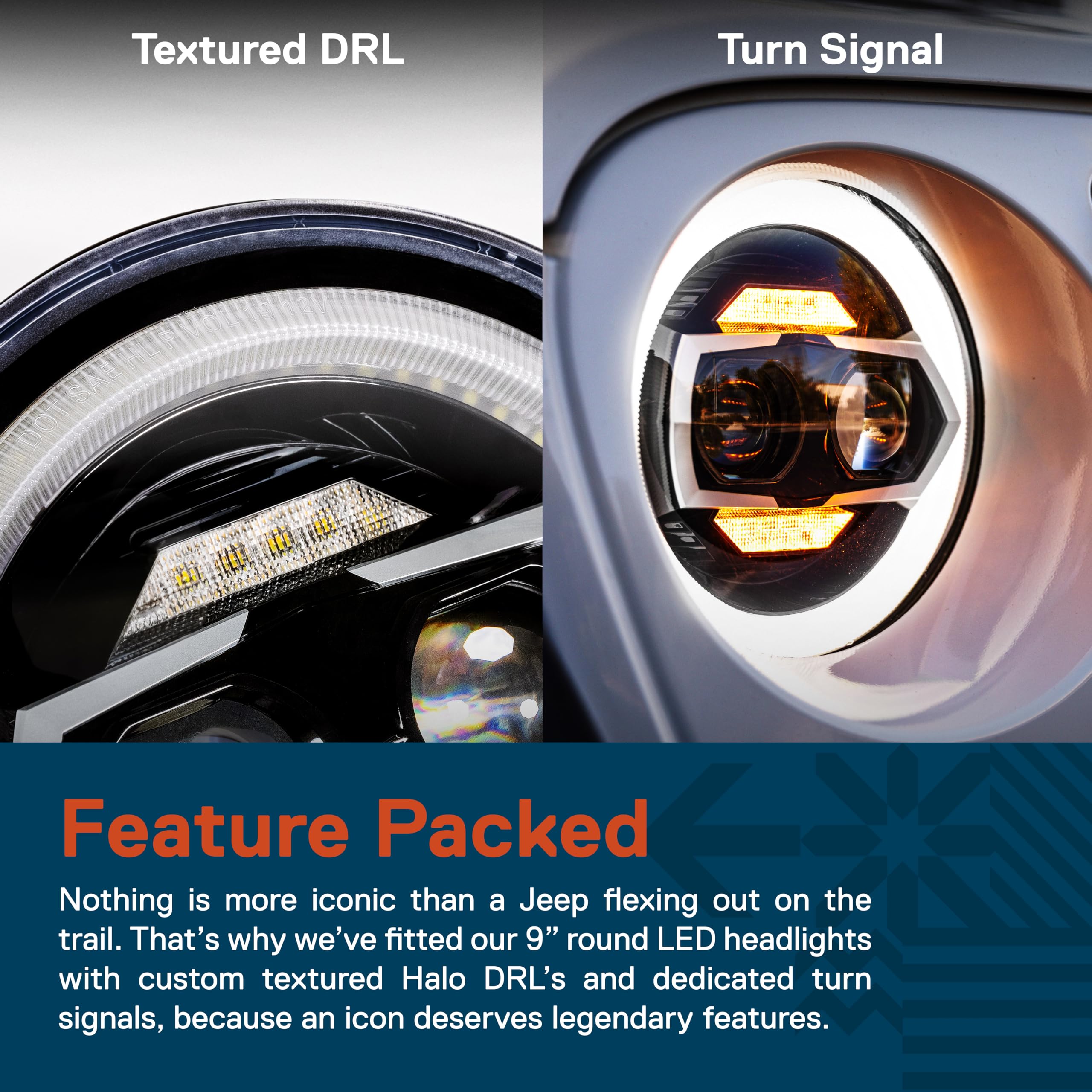 ONLINE LED STORE TRUE MODS 9" Round LED Headlights for 2018-2025 Jeep Wrangler JL/JLU/JT, Black, Aluminum, DOT Approved, Dual Halo DRL