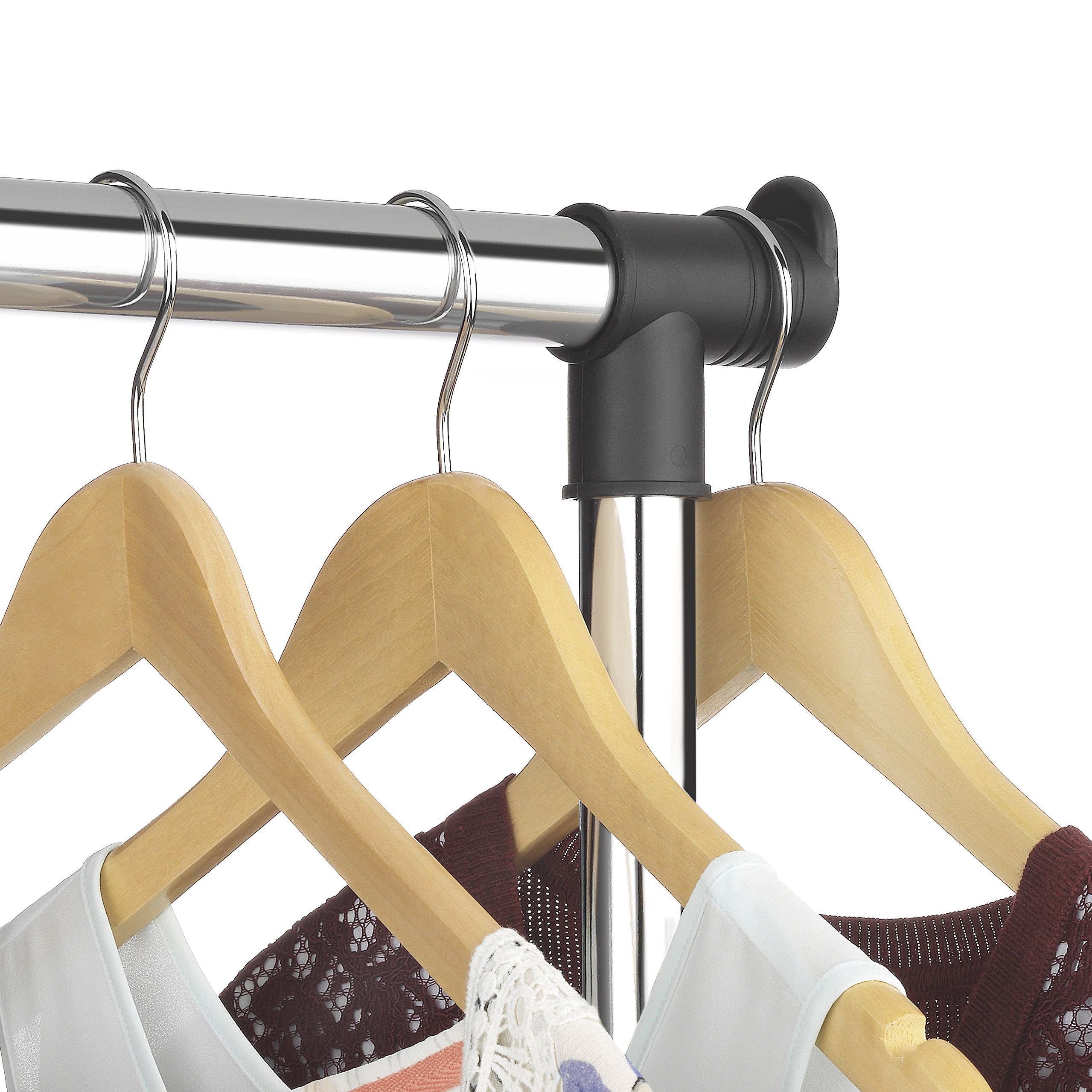 Whitmor Black And Chrome Adjustable Garment Rack-Rolling Clothes Organizer, 18.5'' D X 33'' W X 66'' H