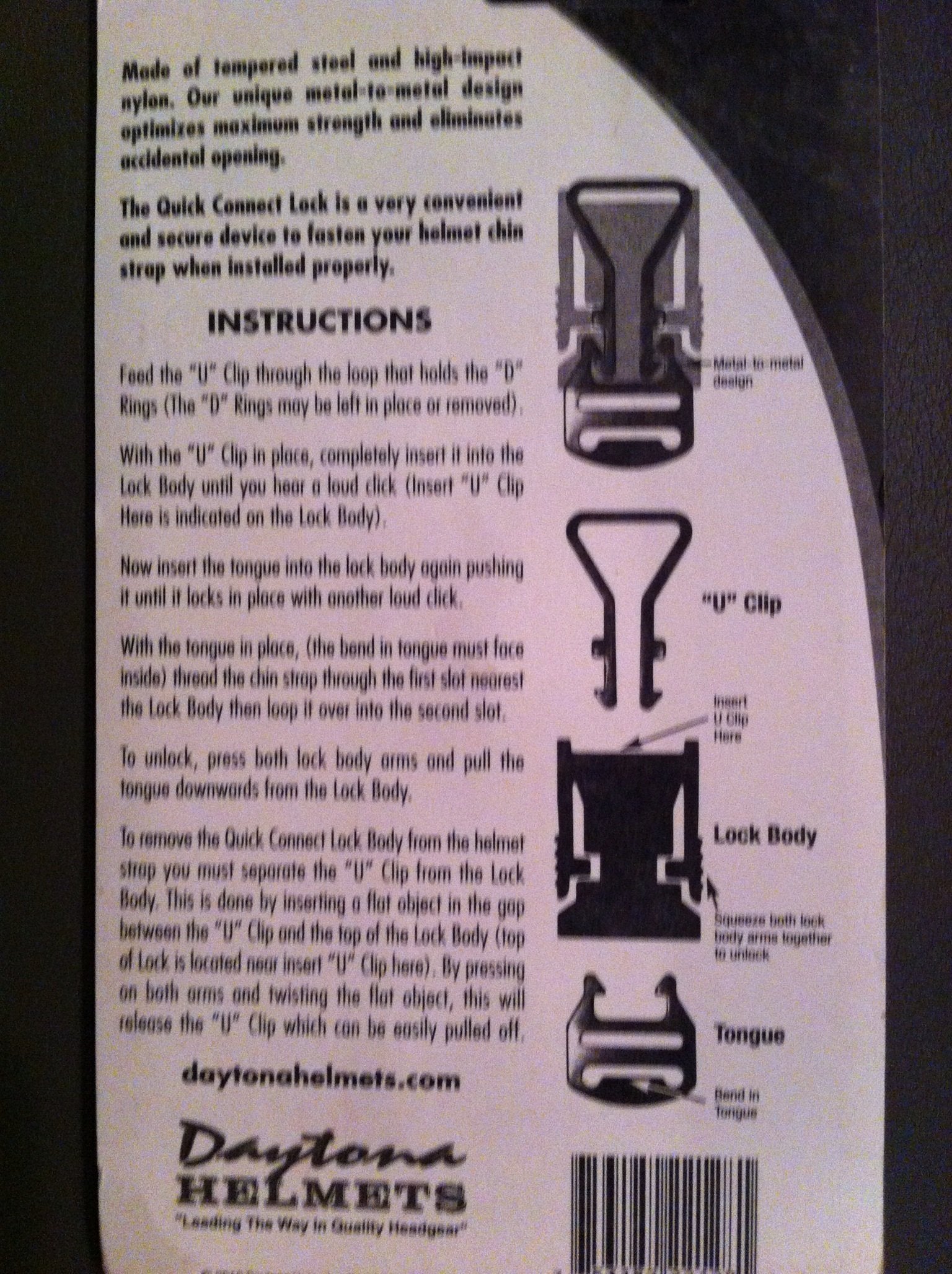 Daytona Helmets Quick Release Chin Strap Lock - Black, Durable and Secure Connection