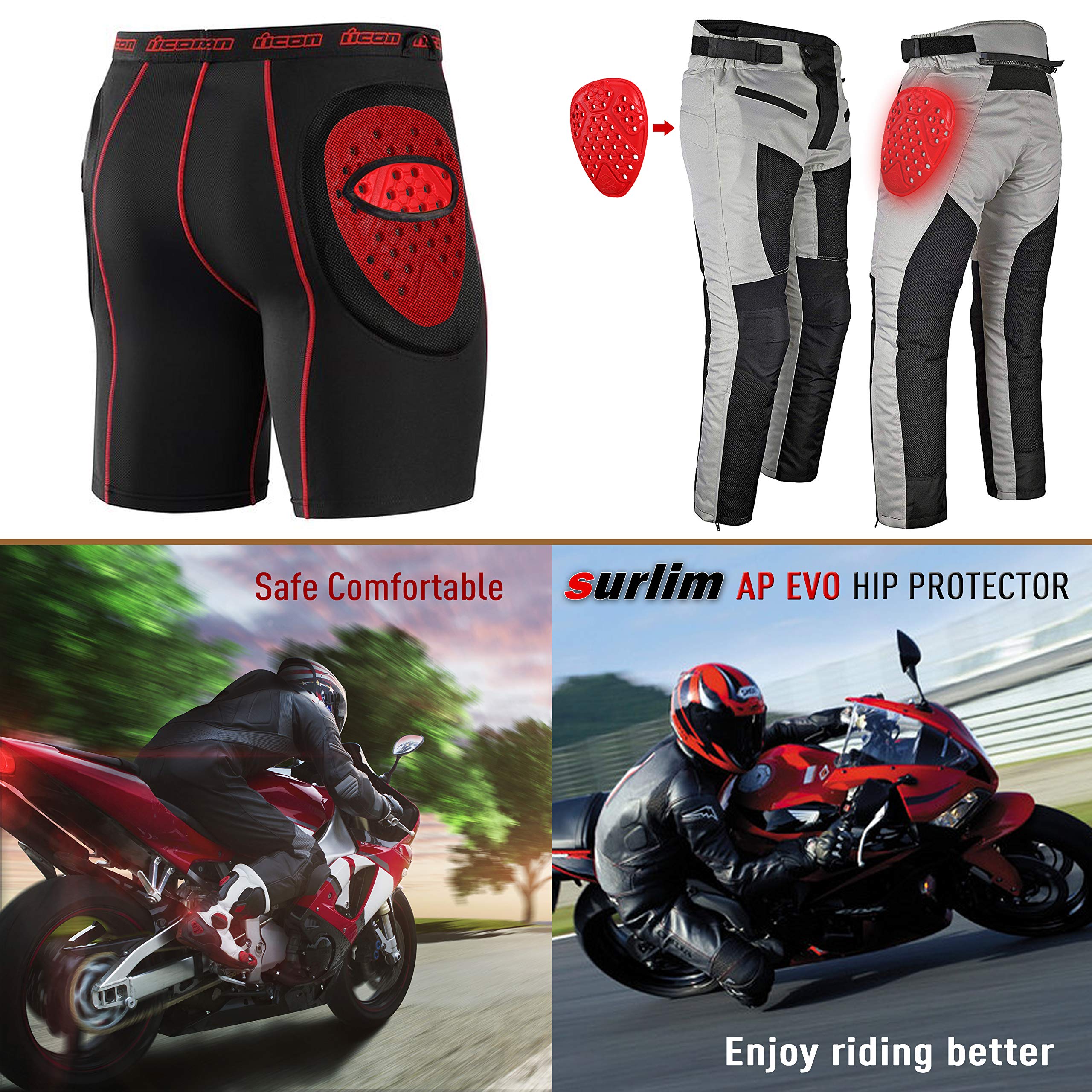 Surlim Hip Protector Ce Insert Armor Motorcycle Pants Replacement Pads Pair