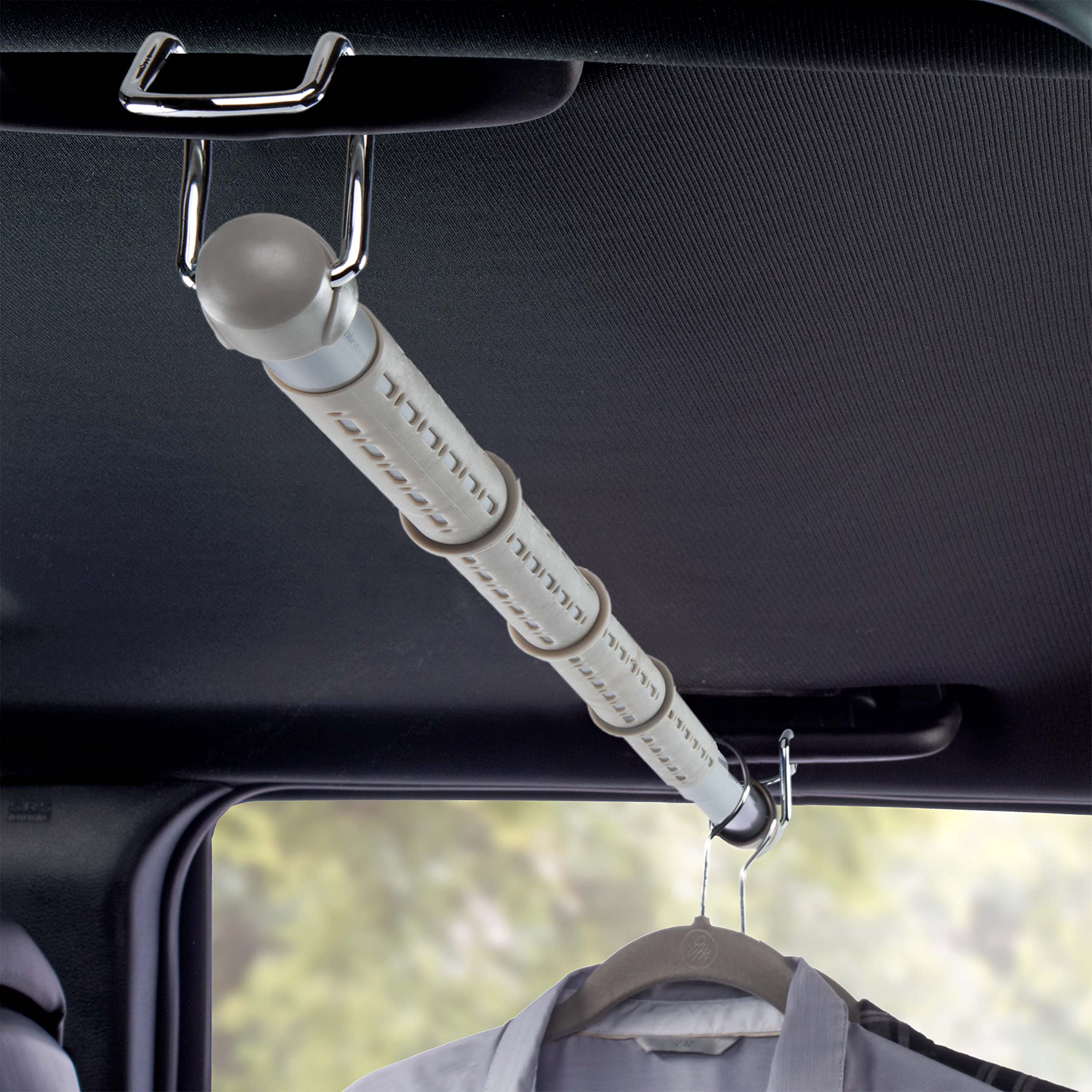 High Road Car Clothes Hanger Bar - Unbreakable Carbon Steel Car Clothes Rod With Solid Steel Hooks - Clothes Hanger For Car Expa
