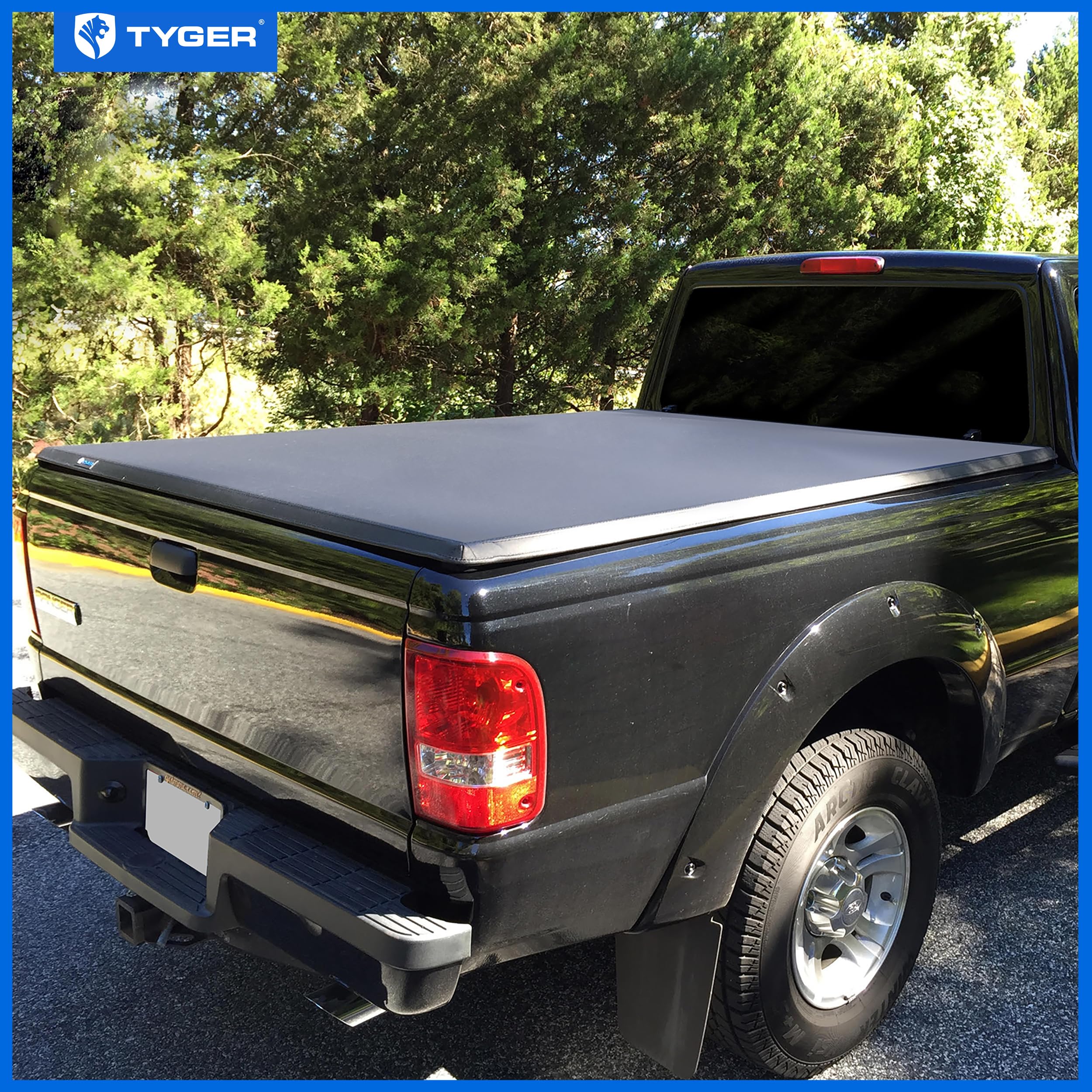 Tyger Auto T3 Soft Tri-Fold Truck Bed Tonneau Cover Compatible With 1982-2013 Ford Ranger; 1994-2010 Mazda B-Series | Fleetside