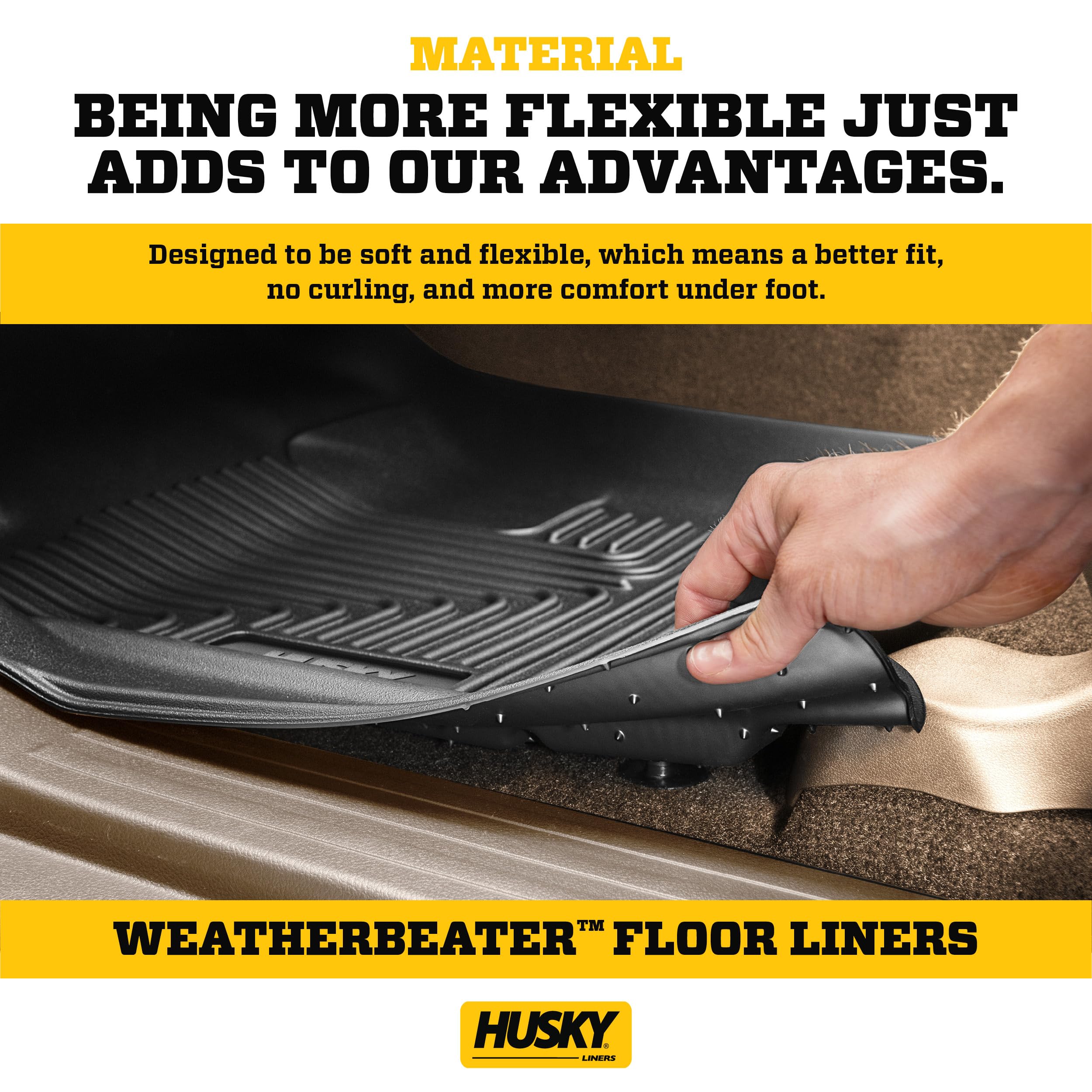 Husky Liners Weatherbeater Floor Mats | Fits 2012-2014 Honda Cr-V | Front & 2Nd Row, 3-Pc Black - 98451