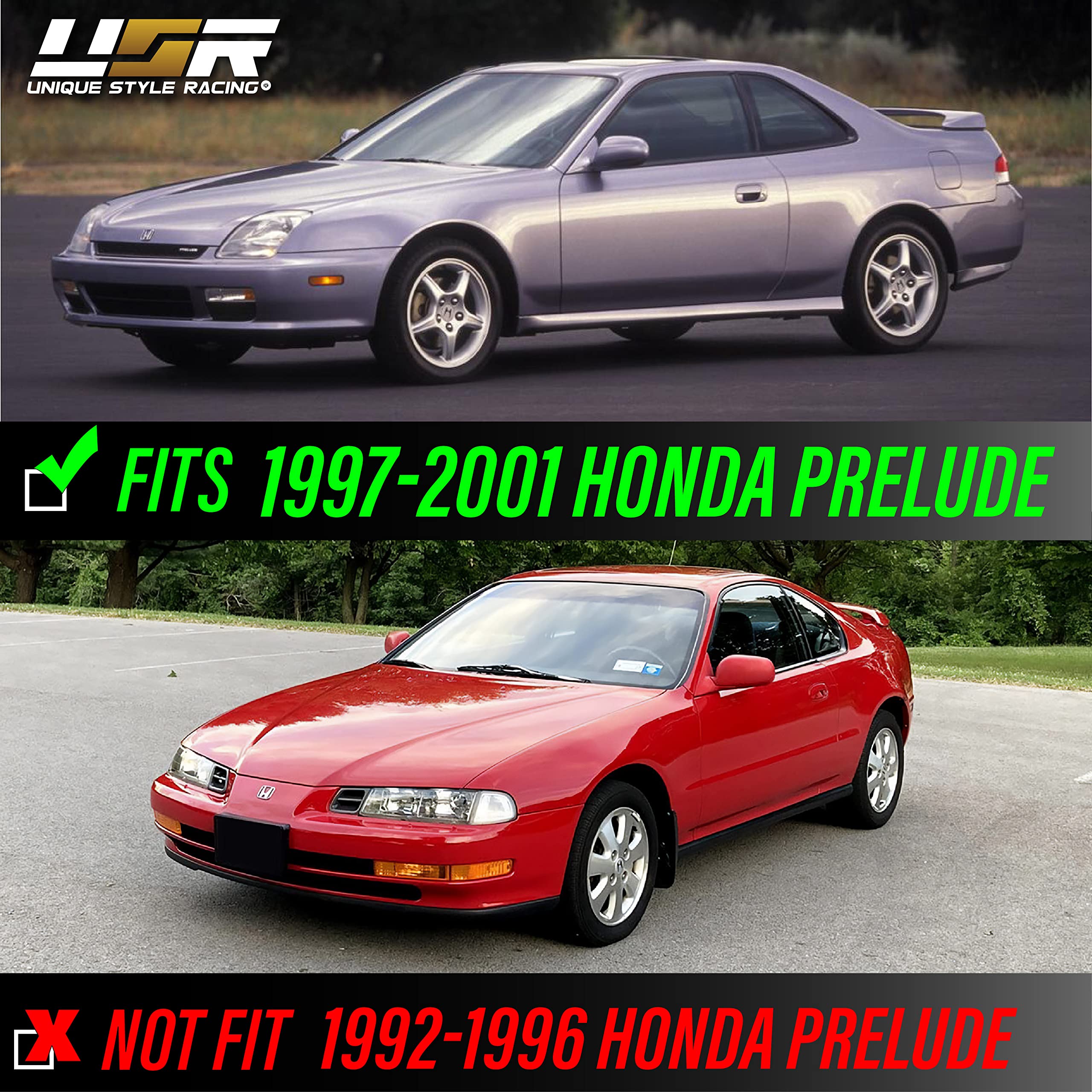 USR UNIQUE STYLE RACING Bumper Lights Set for 97-01 Honda Prelude - Front Smoke Parking Turn Signal Lamp (Left + Right) Model 317-1629PTA-VS