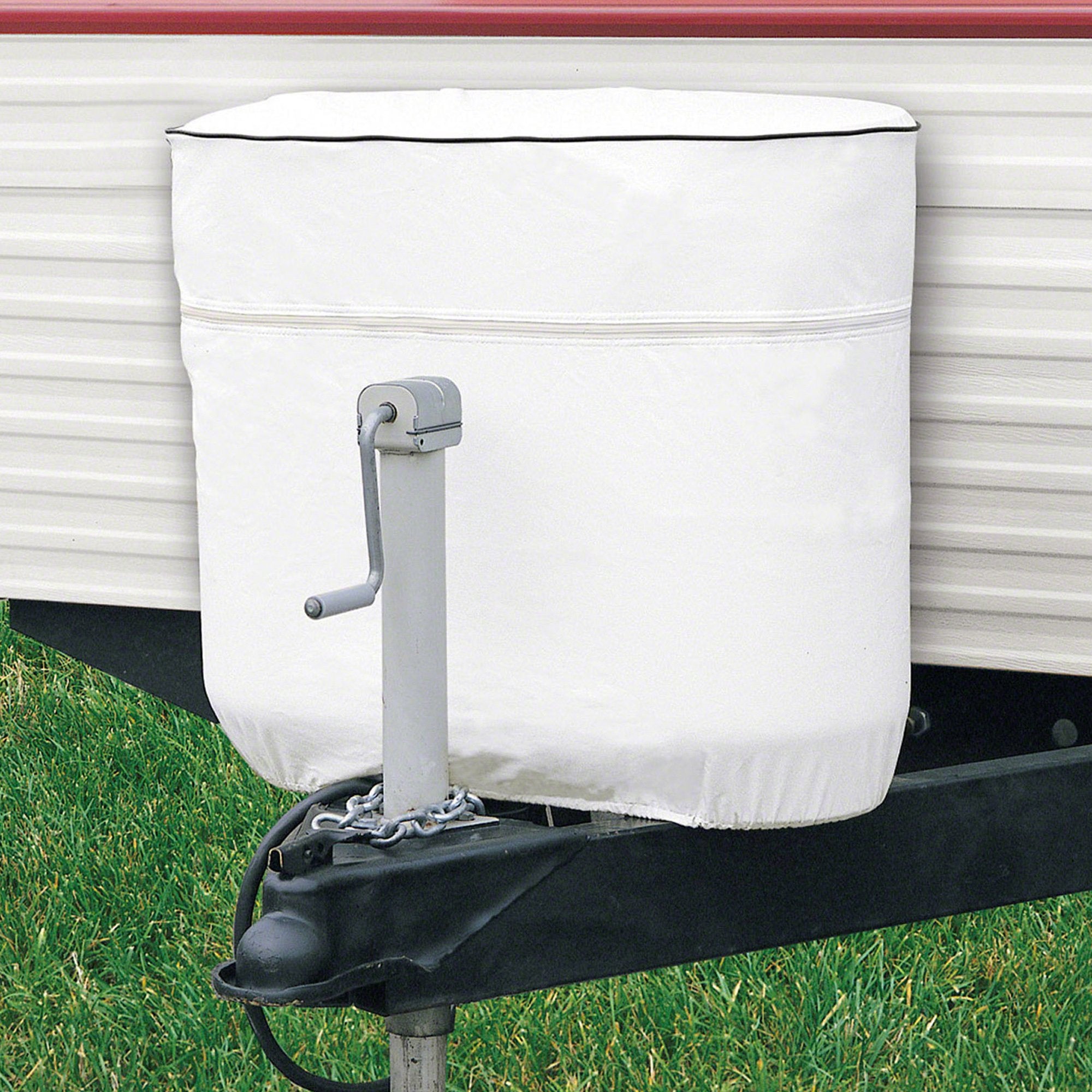 Classic Accessories Over Drive RV Tank Cover, Double 20/5 Gallon Tanks, White, HeavyDuty Fabric, Zippered Access, Elasticized H