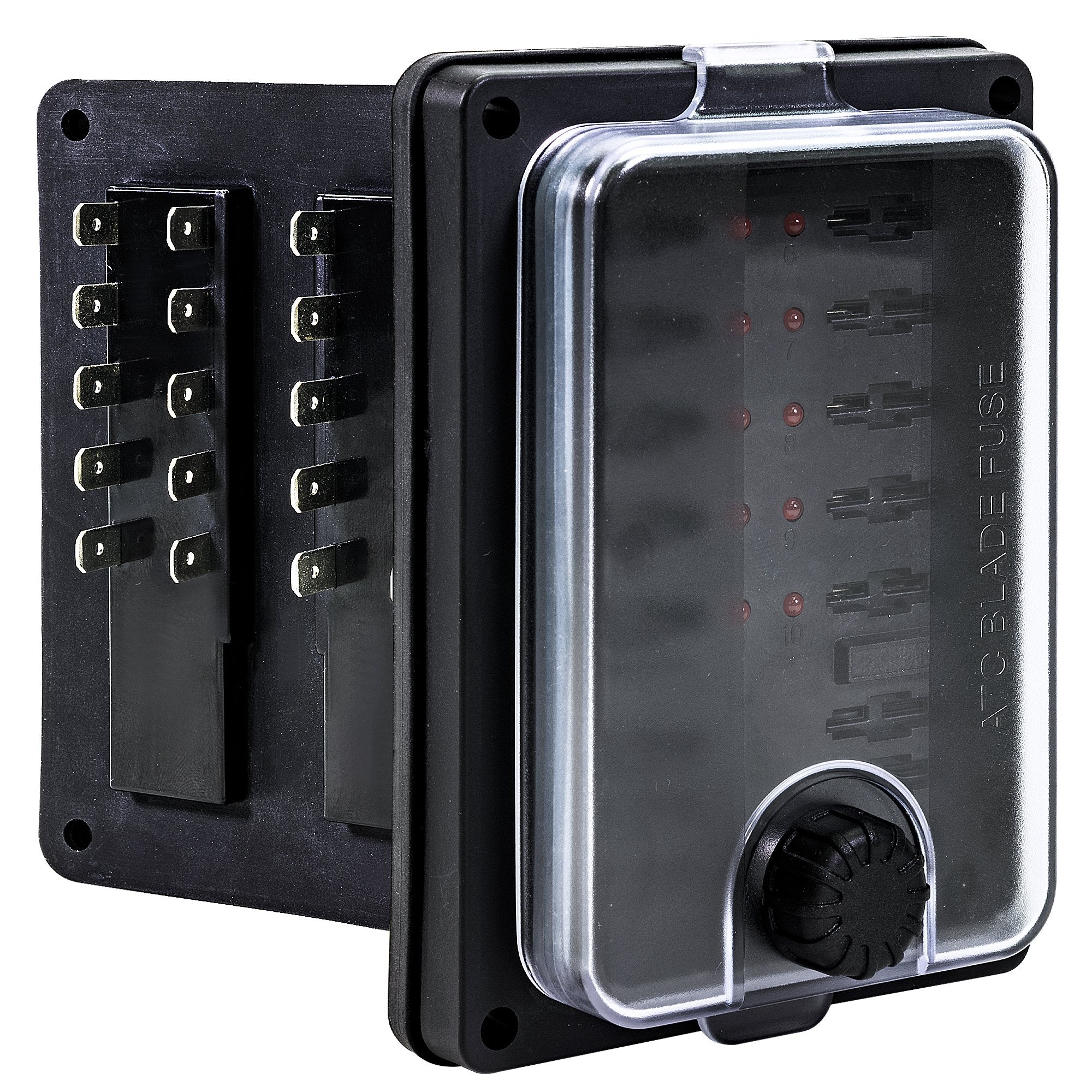 True Mods 10 Way Waterproof Fuse Box For Automotive [Atc/Ato Blade Fuses] [250 Amp] [Up To 25A Per Socket] [Led Indicator] [12V 