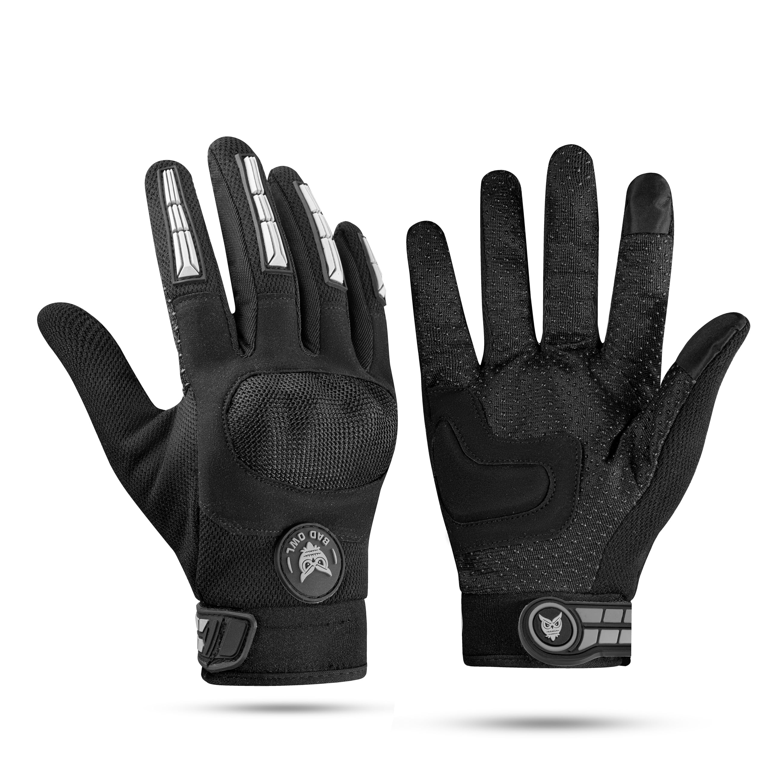 Badowl Polyester Wind Rider Full Finger Motorcycle Racing Gloves With Touchscreen Fingertips And Knuckle Protection AntiSlip Gr
