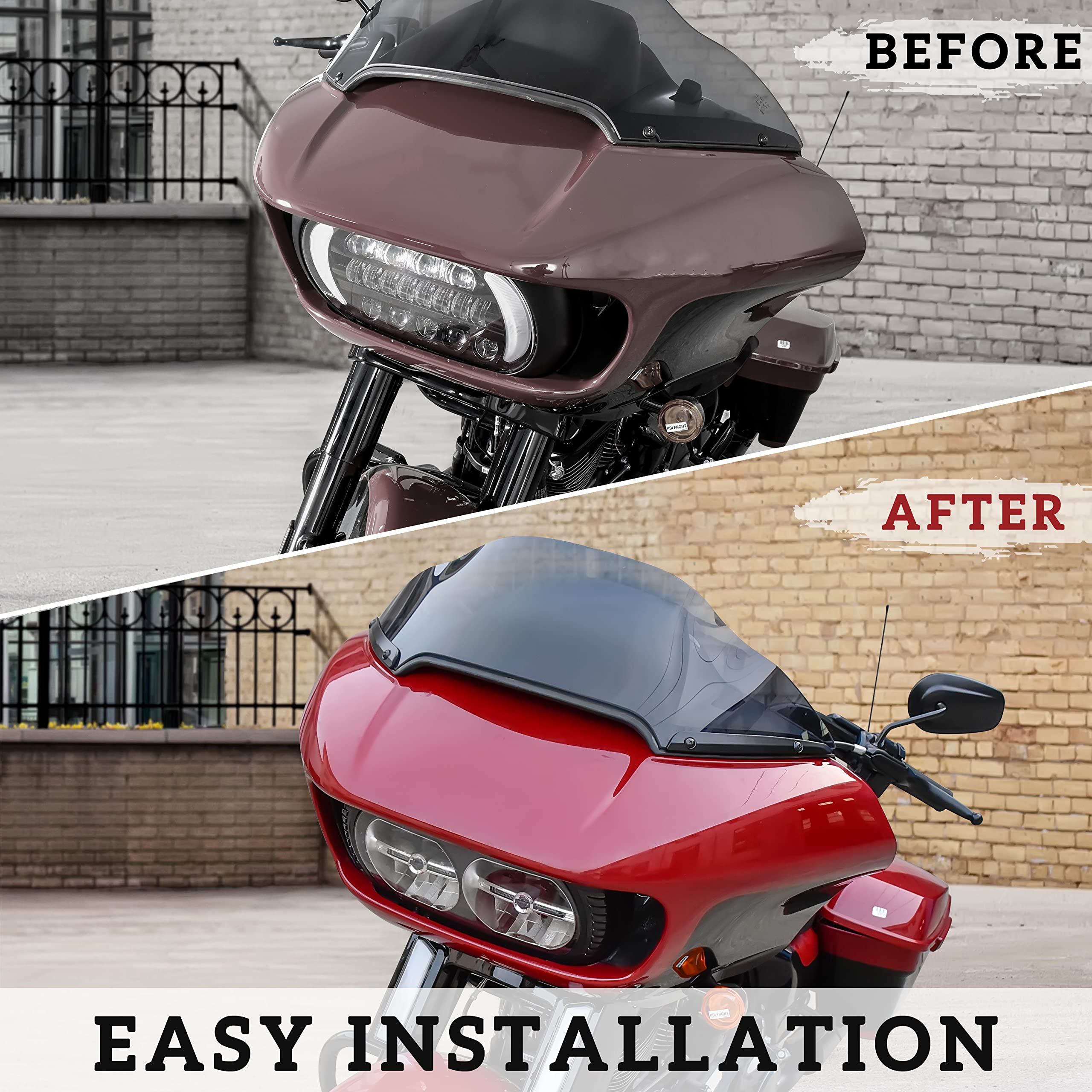 VEISUTOR Motorcycle Windshield Side Trim for Harley Road Glide, Motorcycle Split Front Windscreen Side Trim for Harley Road Glid