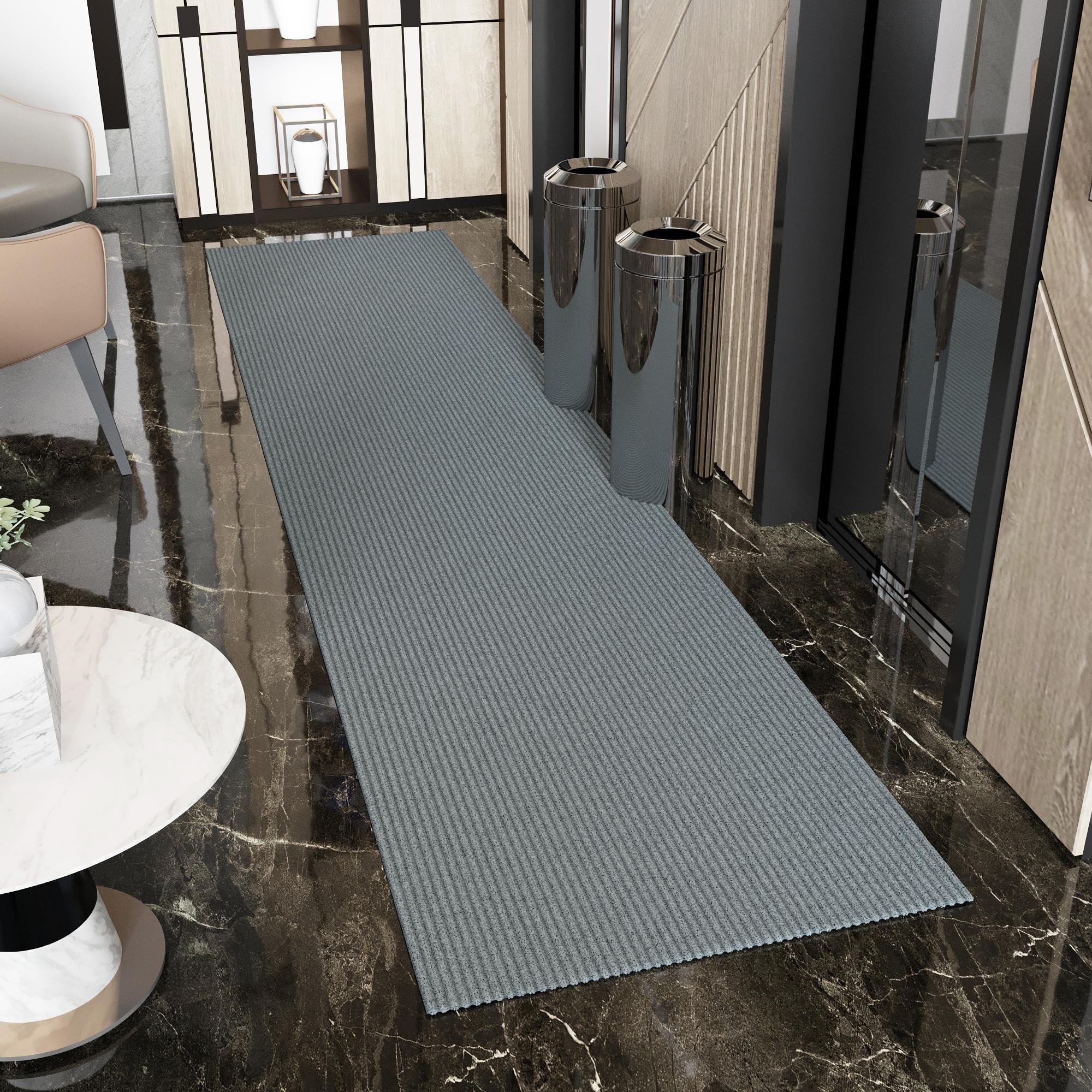 Ottomanson Solid Design Non-Slip Rubberback 3X12 Indoor/Outdoor Runner Rug For Hallway, Kitchen, Living Room, Garage, Patio, 2'7