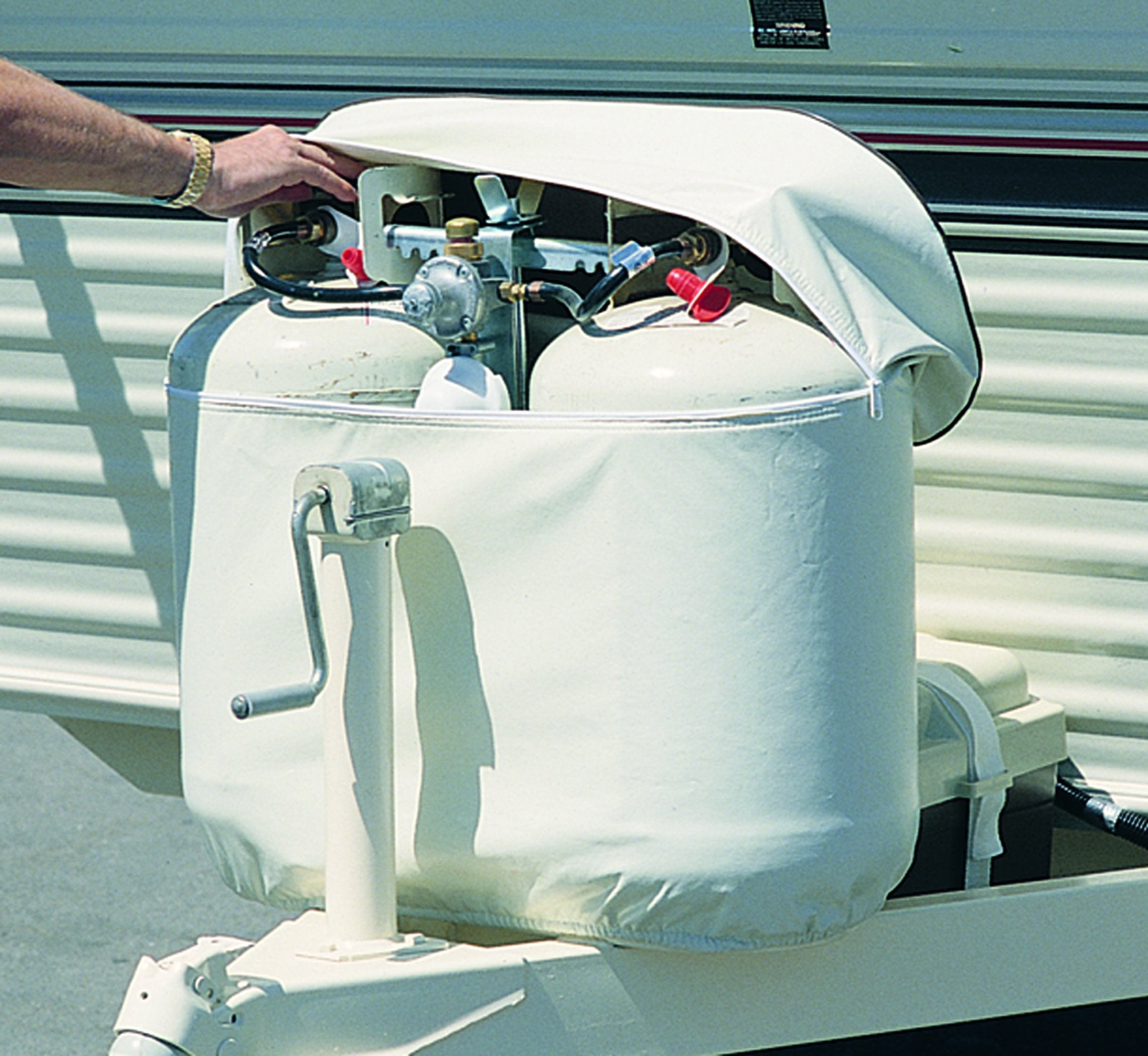 Adco 2113 Rv Propane Tank Cover,White,Double 30