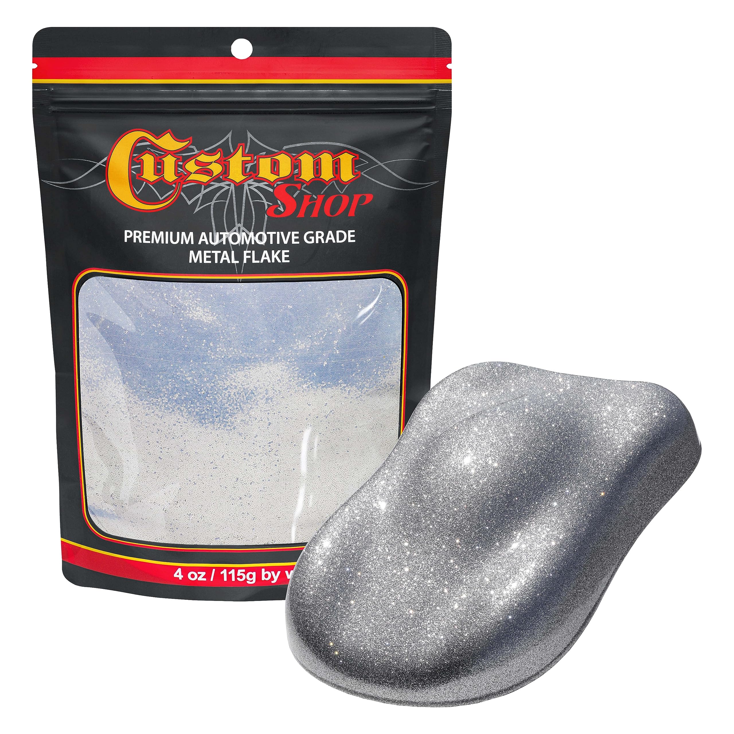 Custom Shop - Chrome Silver - 4-Ounces of Large Metal Flake .025'' 625 Micron Size - Premium Automotive Grade Flake, UV, Fade & 