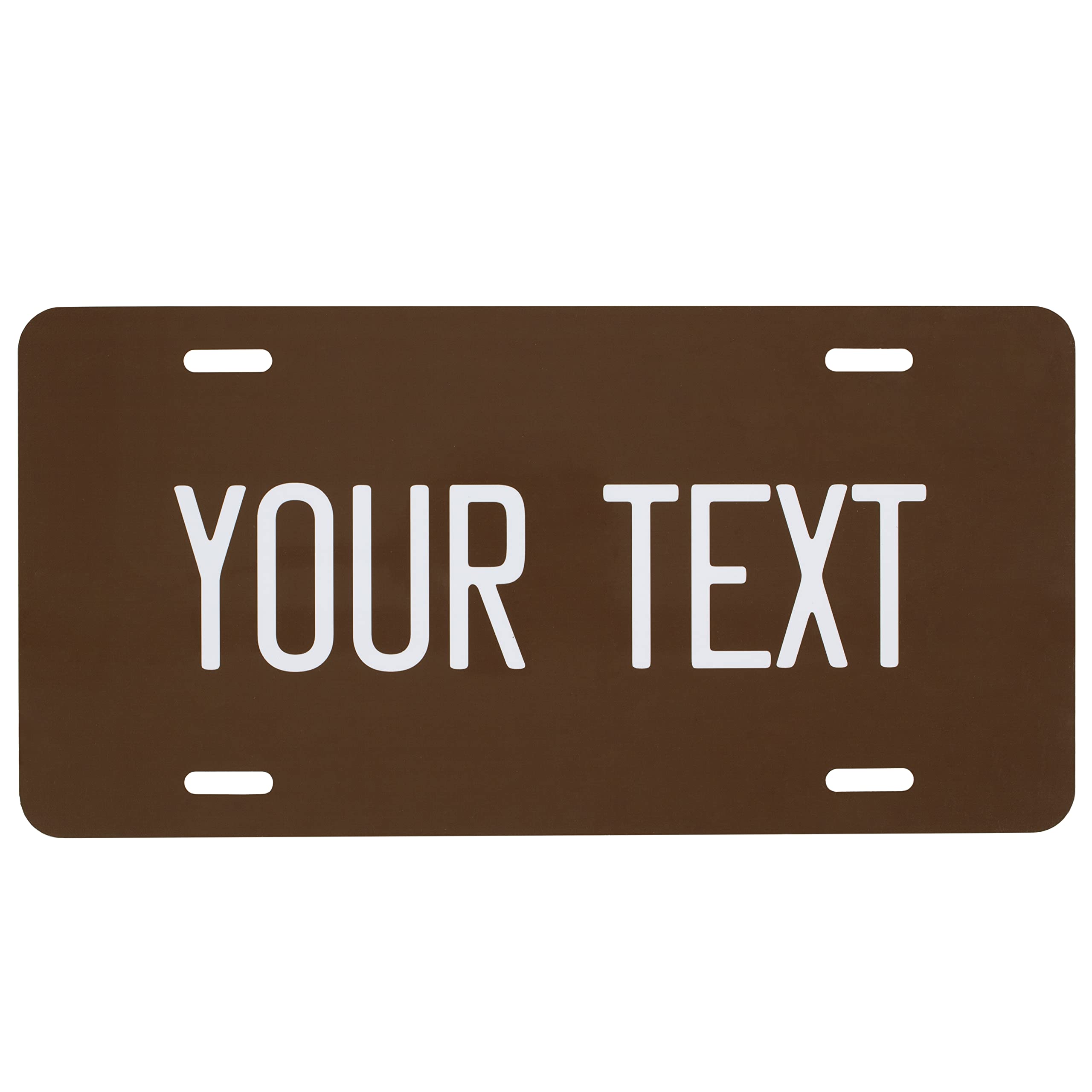 Custom License Plate For Front Of Car - Personalized Car Tags - 6” X 12” Universal Fit (Brown)