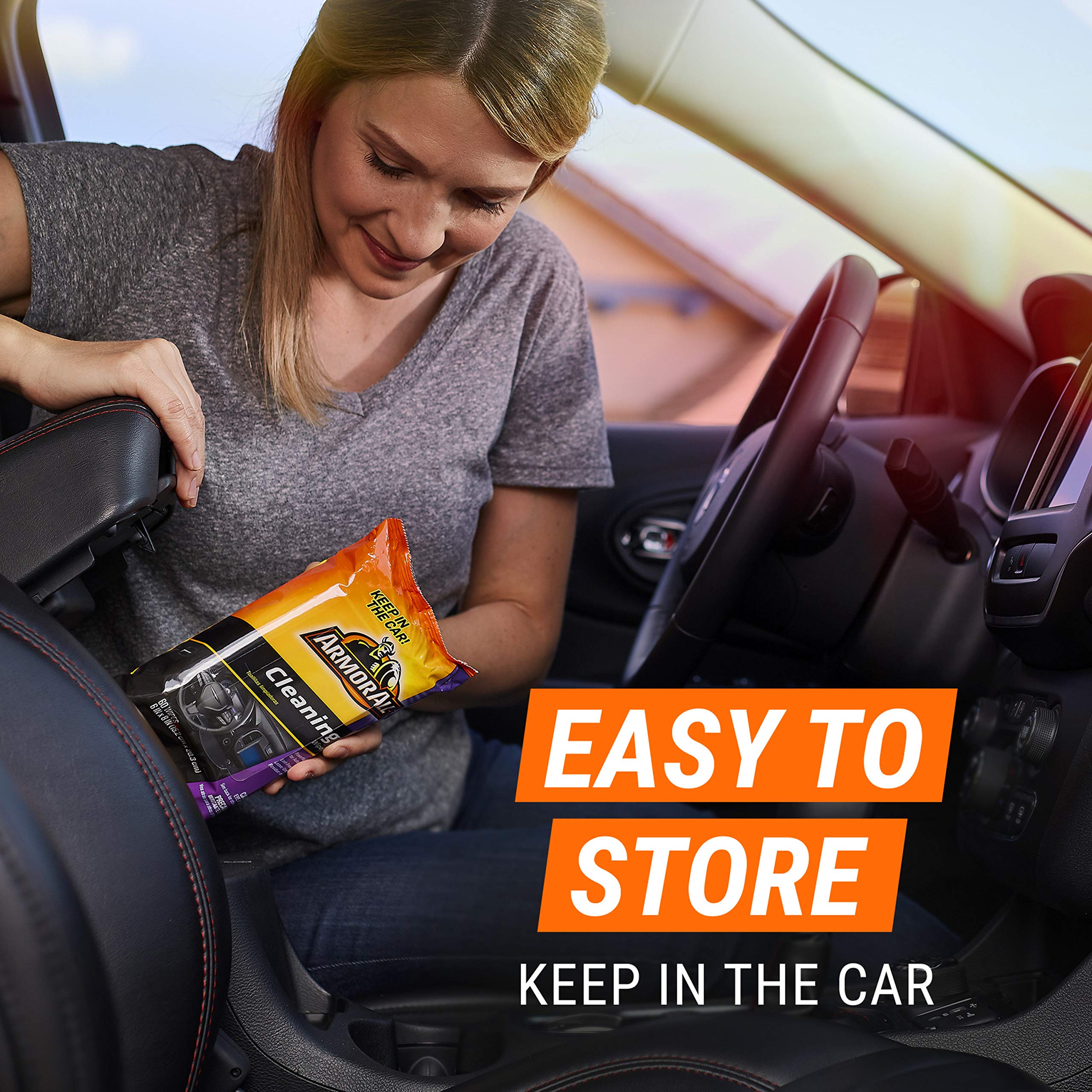 Armor All Car Interior Cleaner Wipes, Interior Cleaning Wipes For Cars, Trucks, Motorcycles, 60 Each