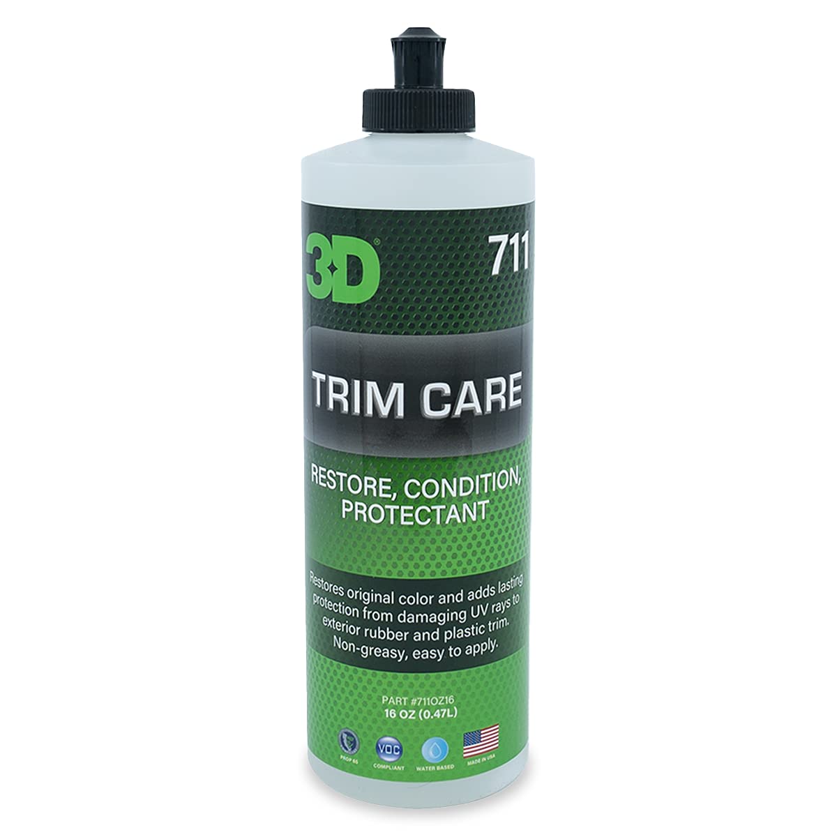 3D Trim Care Restorer Of Faded & Dull Plastic, Rubber, Trim & Bumpers - Renews Surface To Original Appearance - Long Lasting Shine & Protection 16Oz.