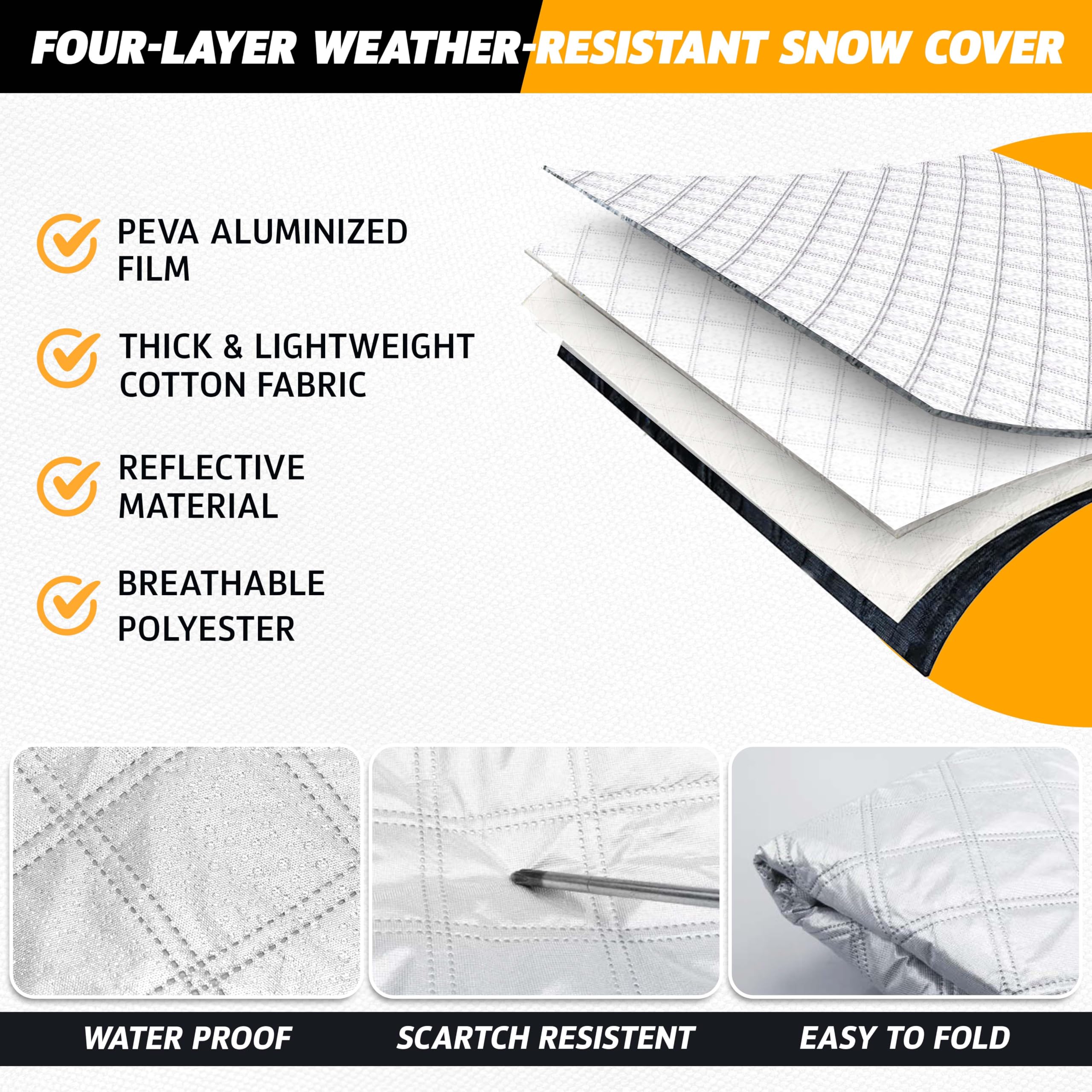 EcoNour RV Windshield Cover - Ice & Snow Protection for Ford E450 Class C RV (1997-2025) - XXX-Large, White, High-Density Material