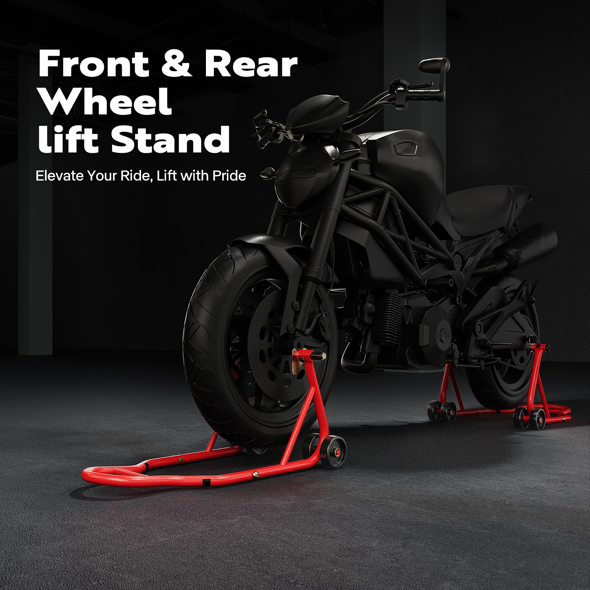 Specstar Motorcycle Stands, 882 Lbs Capacity Front Rear Wheels Lift Combo With U+L Adjustable Swingarm Spool, Heavy Duty Paddock