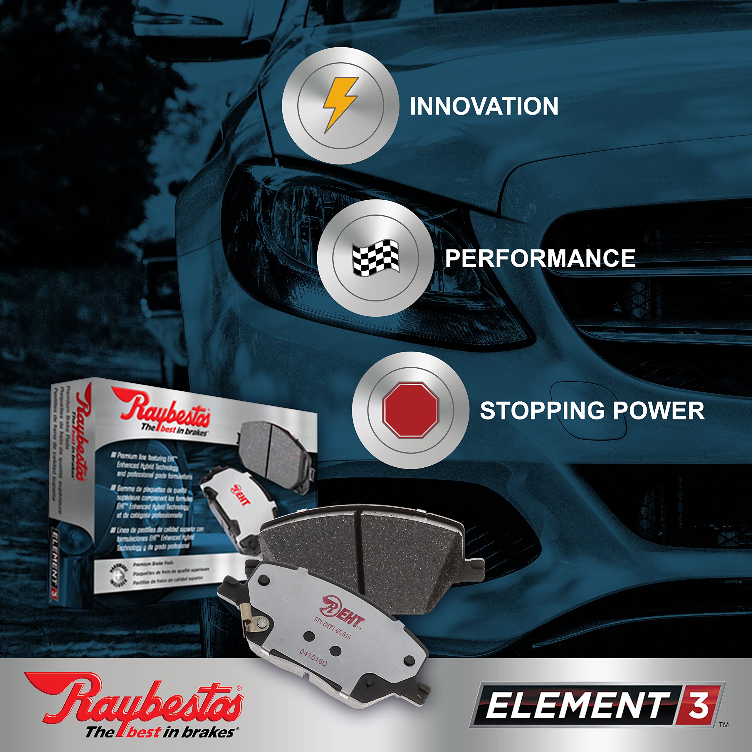 Raybestos Premium Element3 Eht Replacement Front Brake Pad Set For Select 2011-2014 Mazda 2 Model Years (Eht1454Ah)