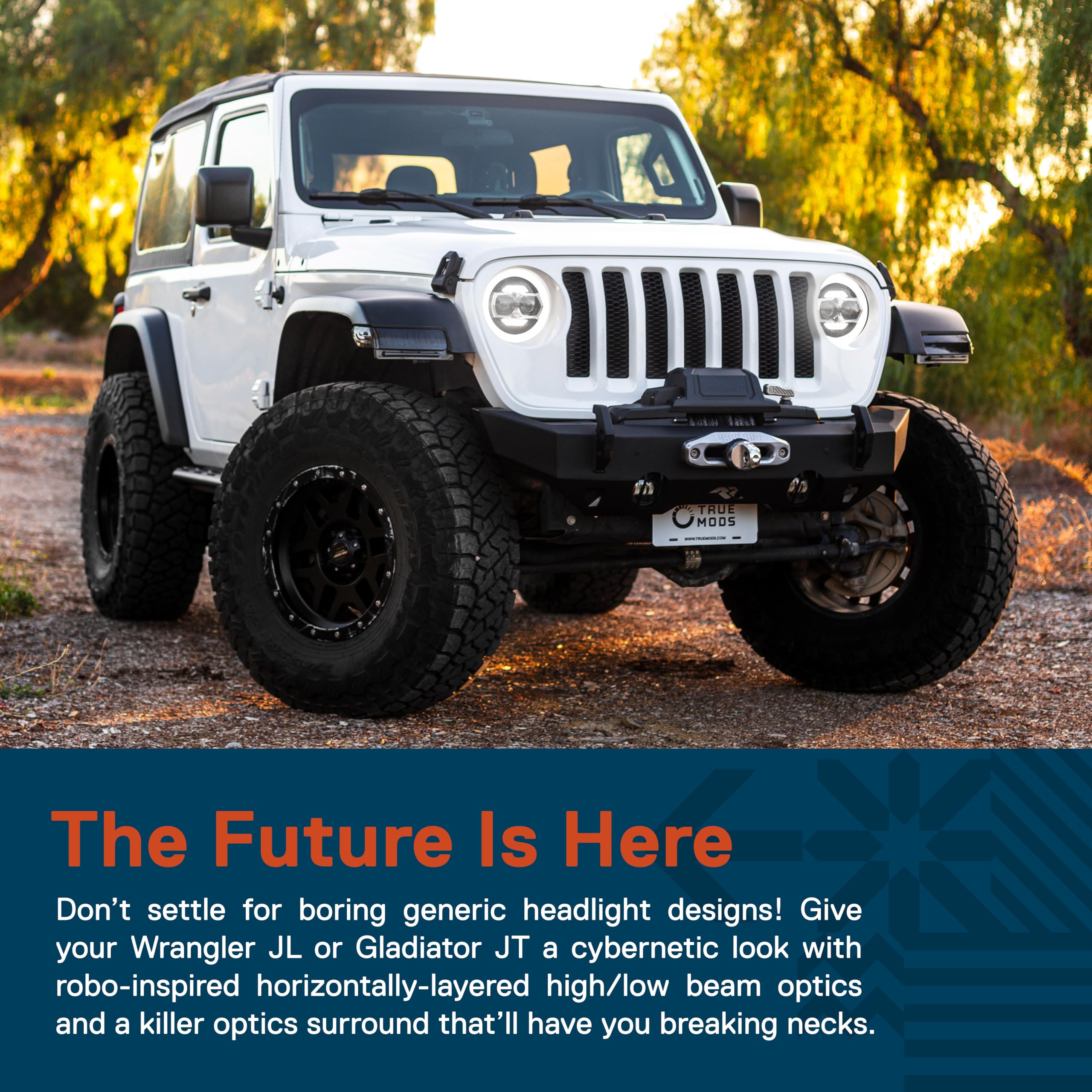 ONLINE LED STORE TRUE MODS 9" Round LED Headlights for 2018-2025 Jeep Wrangler JL/JLU/JT, Black, Aluminum, DOT Approved, Dual Halo DRL