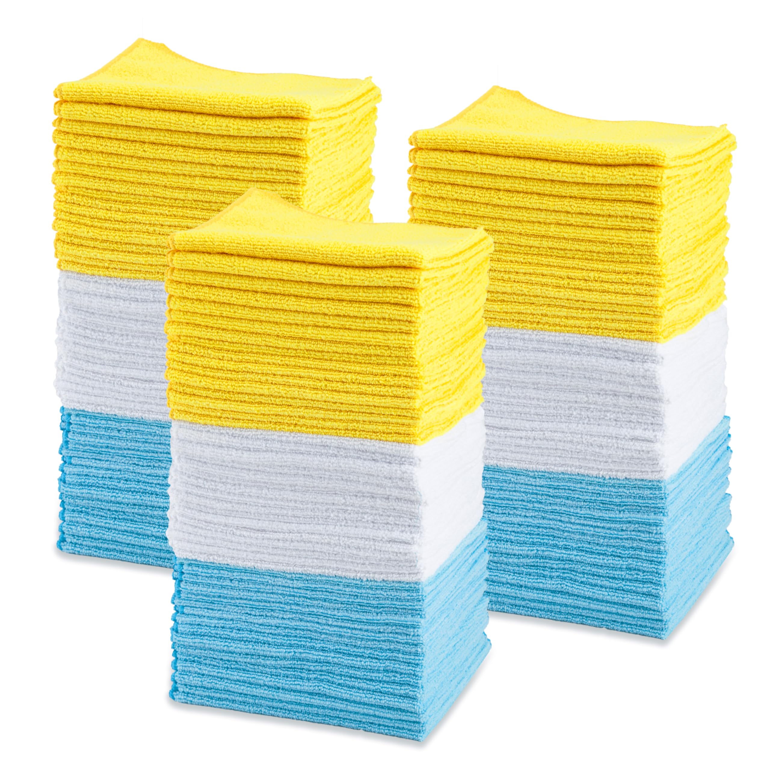 Amazon Basics Microfiber Cleaning Cloths For Cars, Non-Abrasive, Highly Absorbent, Lint Free, Reusable And Washable, Pack Of 144