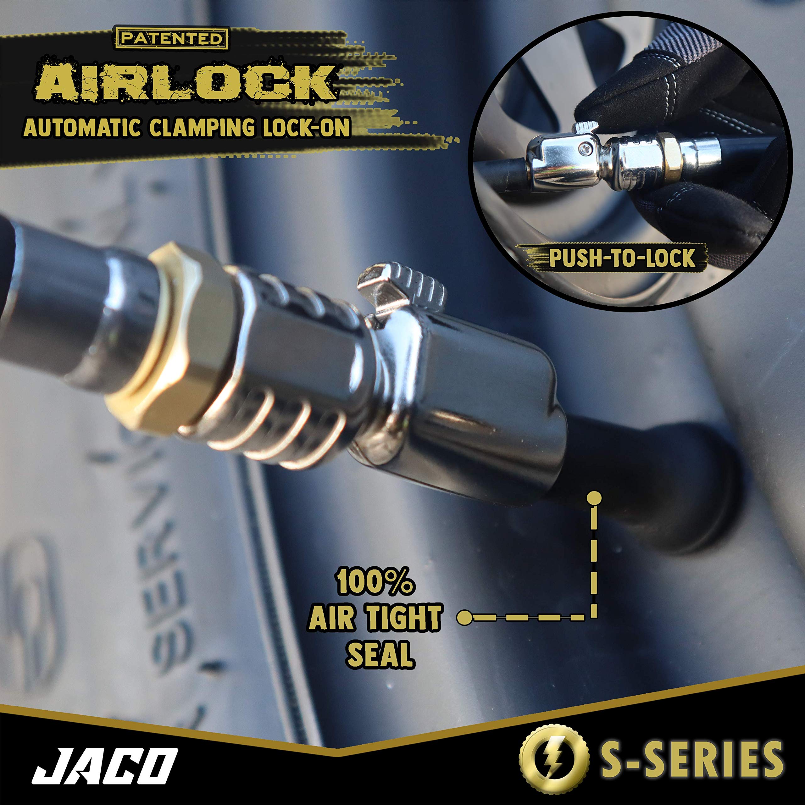 JACO Lightning S-Series Tire Air Chuck - 1/4'' F-NPT | Open Flow (2 Pack)
