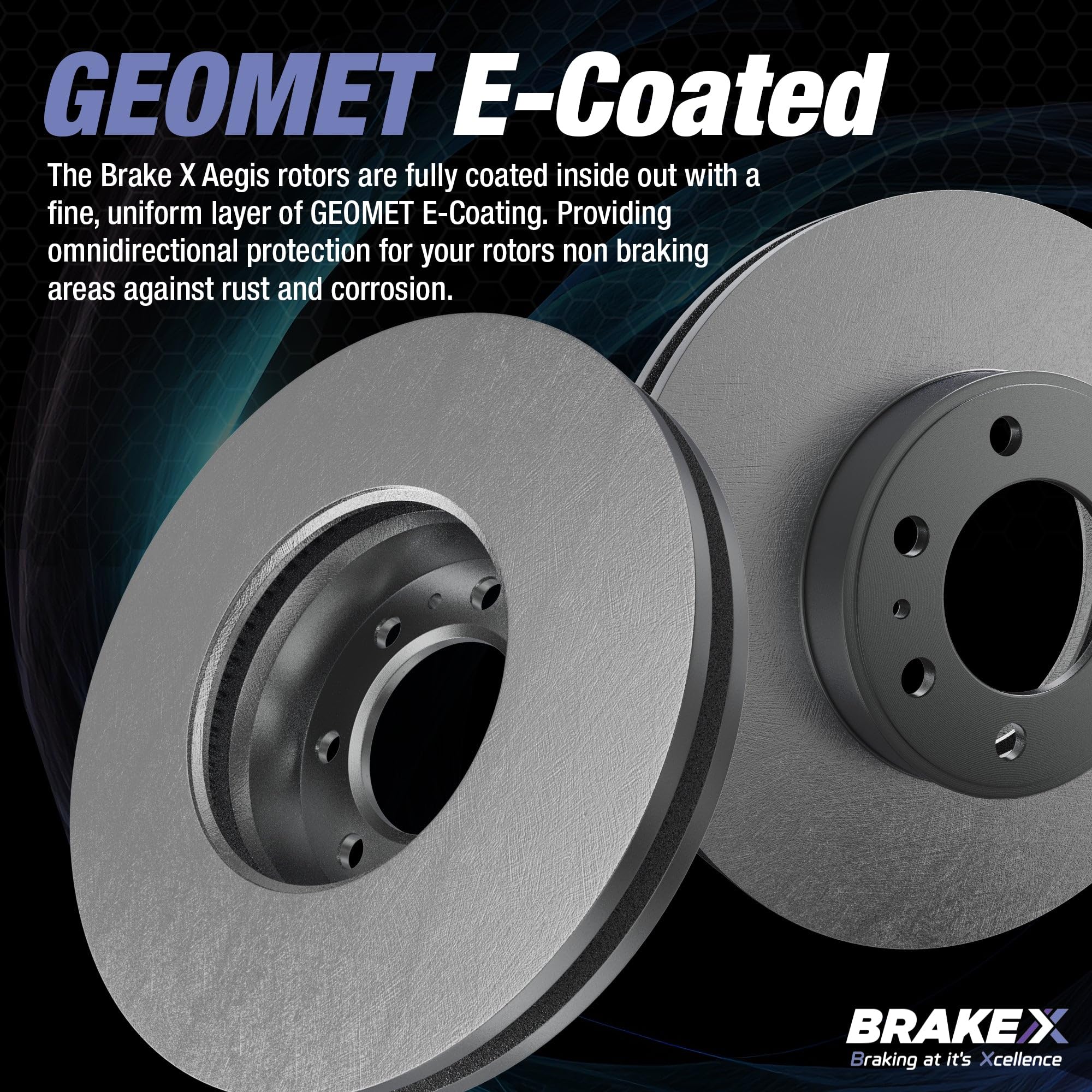 Brake X Rear Brake Pads And Rotors Kit Replacement For 2015-2019 Ford Flex | Aegis Geomet Coated Rotors And Alpha Ceramic Brake