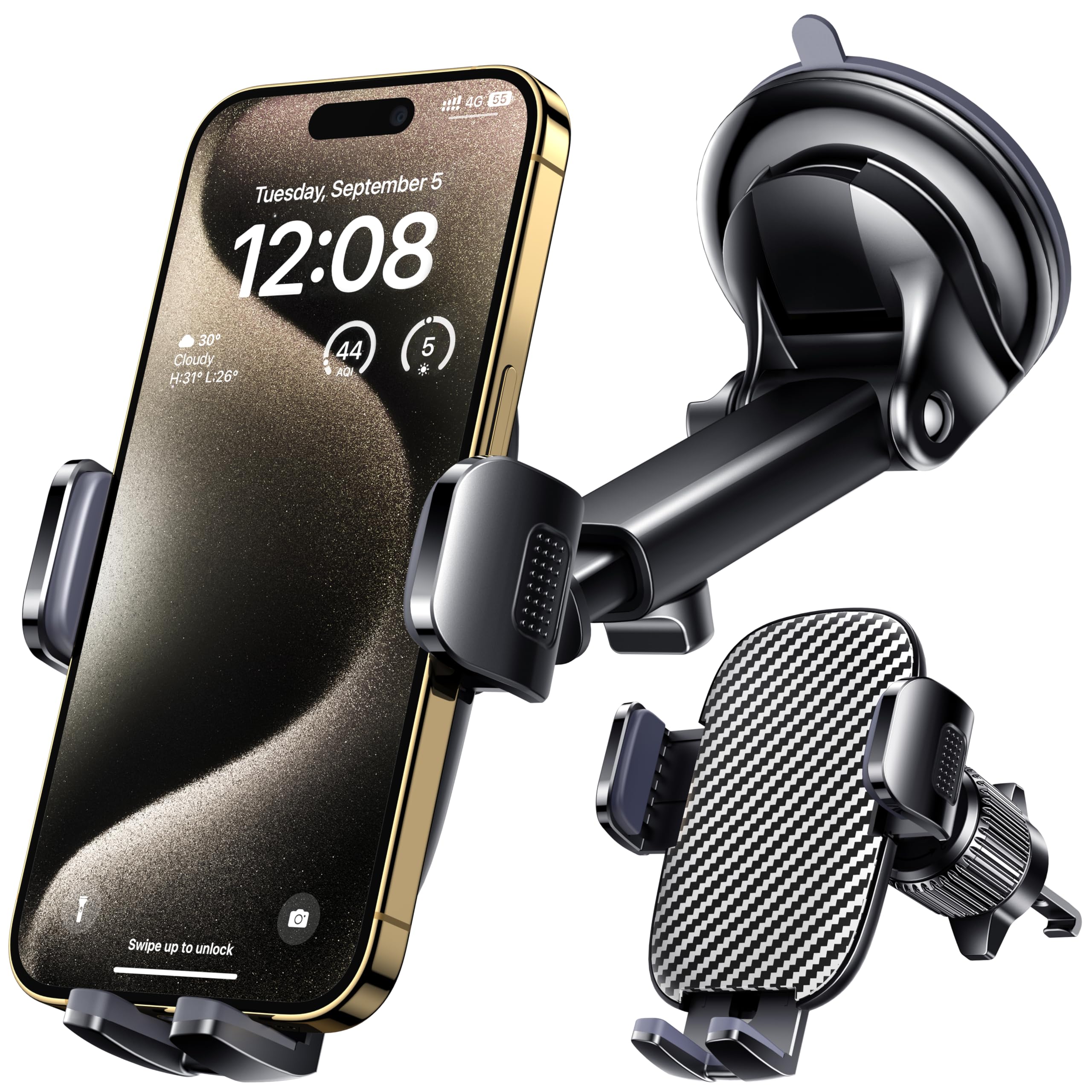 Qifutan Car Phone Holder Mount Phone Mount for Car Windshield Dashboard Air Vent Universal Hands Free Automobile Cell Phone Hold