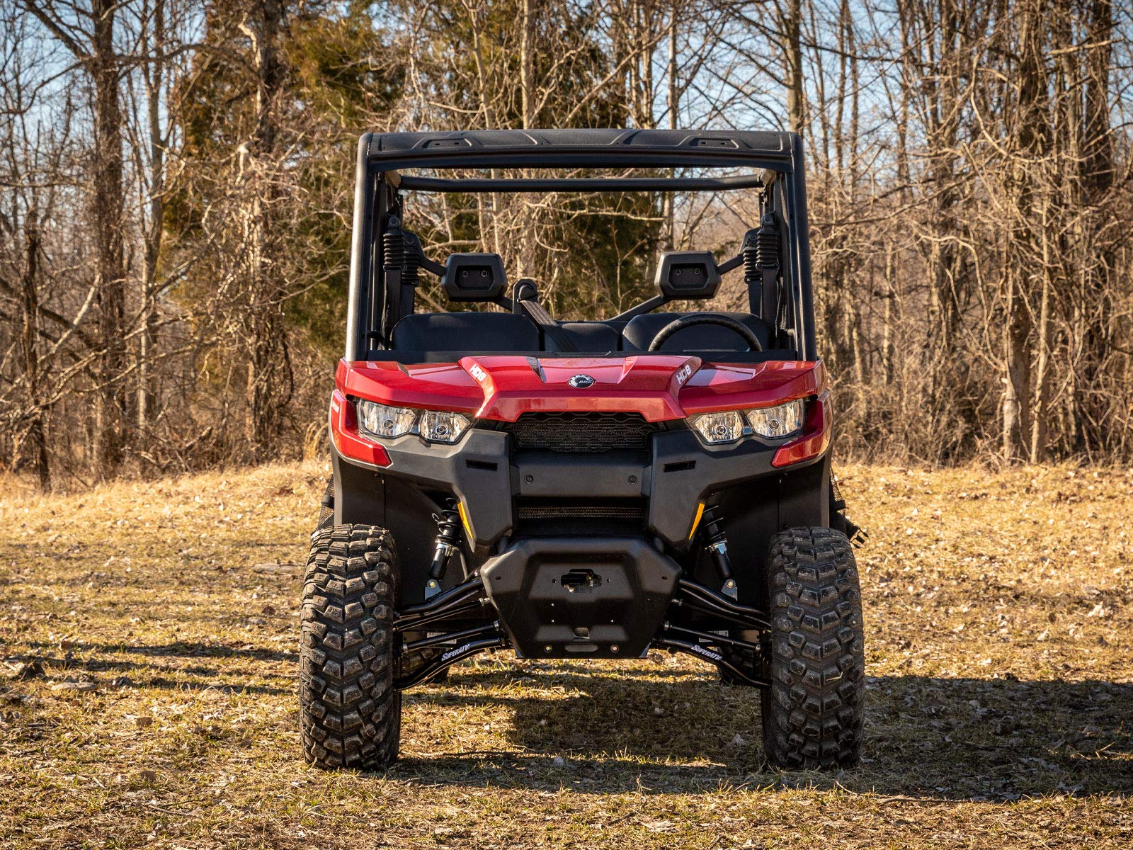 SuperATV Arched A Arms for Can-Am Defender HD 5/8/10 - 2" Forward Offset, Metal, Black, Fits up to 32" Tires
