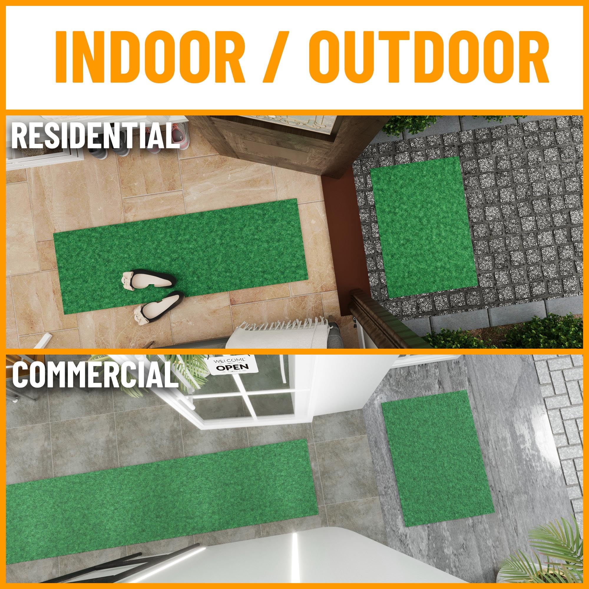 Ottomanson Solid Design Non-Slip Rubberback 3X19 Indoor/Outdoor Runner Rug For Hallway, Kitchen, Living Room, Garage, Patio, 2'7