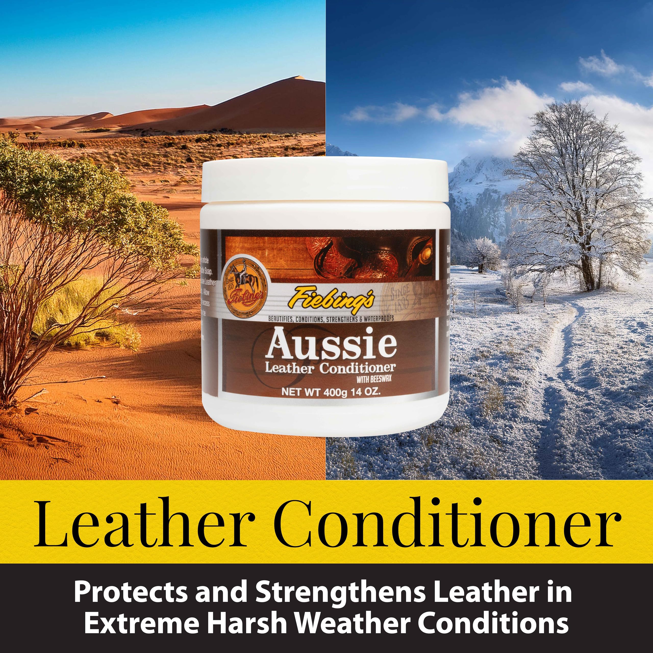 Fiebing's Aussie Leather Conditioner - 14 oz - Beeswax Formula for Waterproofing & Moisturizing Leather - Multicolored