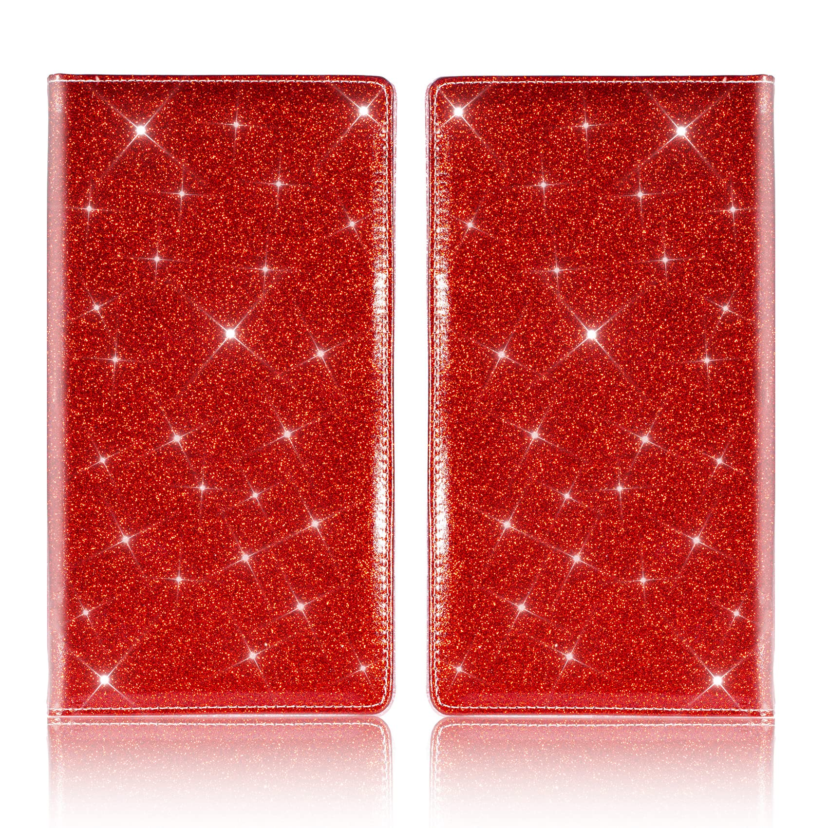 TOURSUIT Car Registration & Insurance Card Holder, Faux Leather, Glitter Red, Model CR01, Organizer for Vehicle Documents