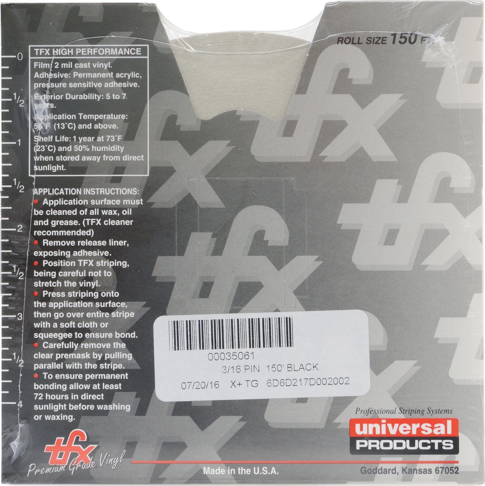 Universal Tfx 0003089 - Auto Customizing Dual Pinstripe - 3/16'' X 150' (1/16 Stripe, 1/16'' Gap, Then 1/16 Stripe) - 089-Burgun