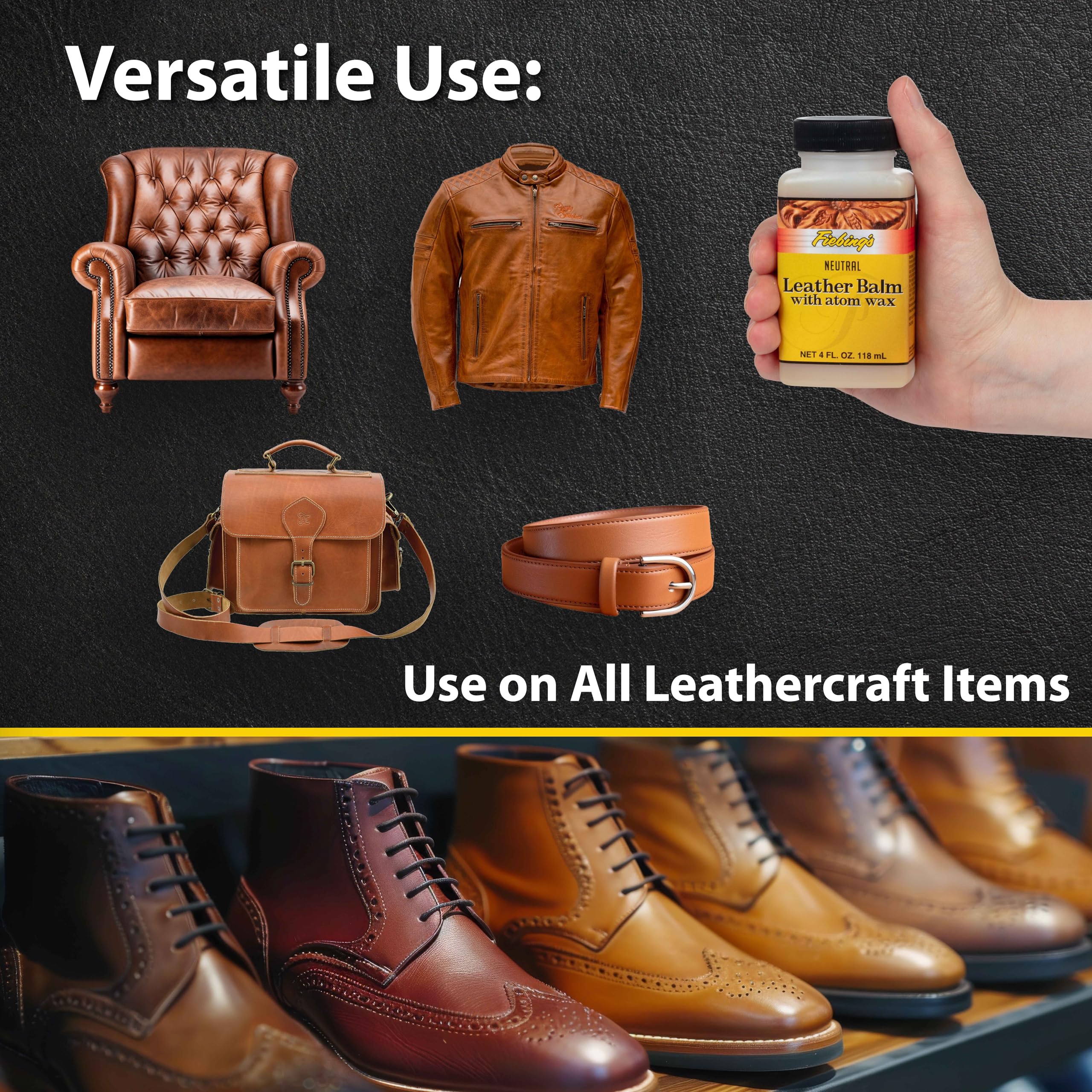 Leather Balm With Atom Wax Neutral, 4 Oz