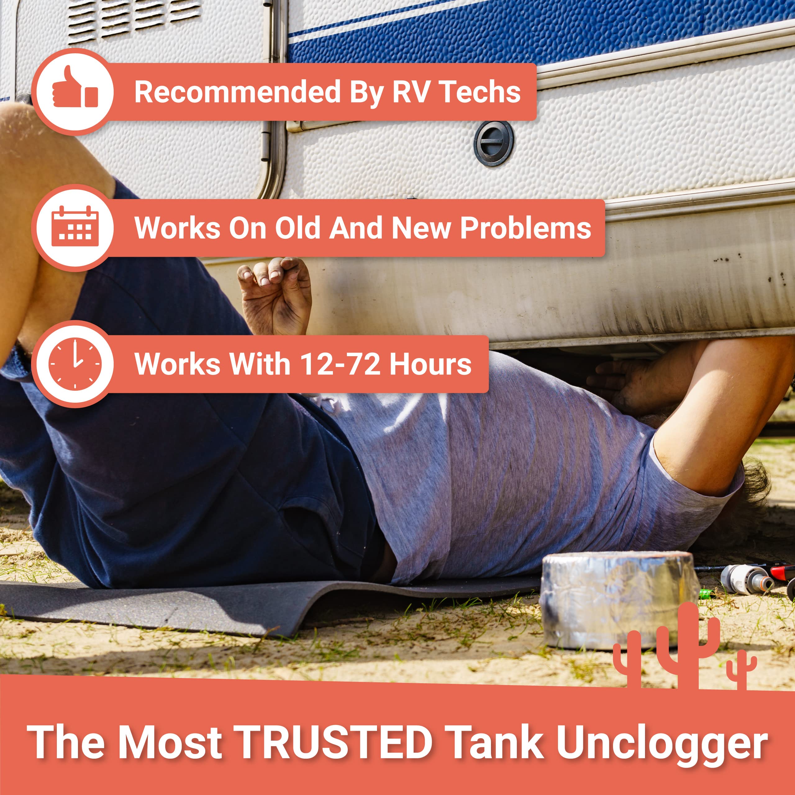 Unique RV Black Tank Unclogger Liquid - 32 oz (2-Pack) - Breaks Through Clogs and Pyramid Plugs